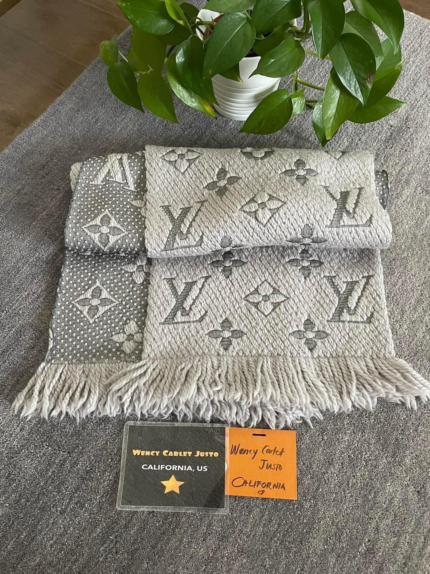 Logomania Grey Wool Scarf