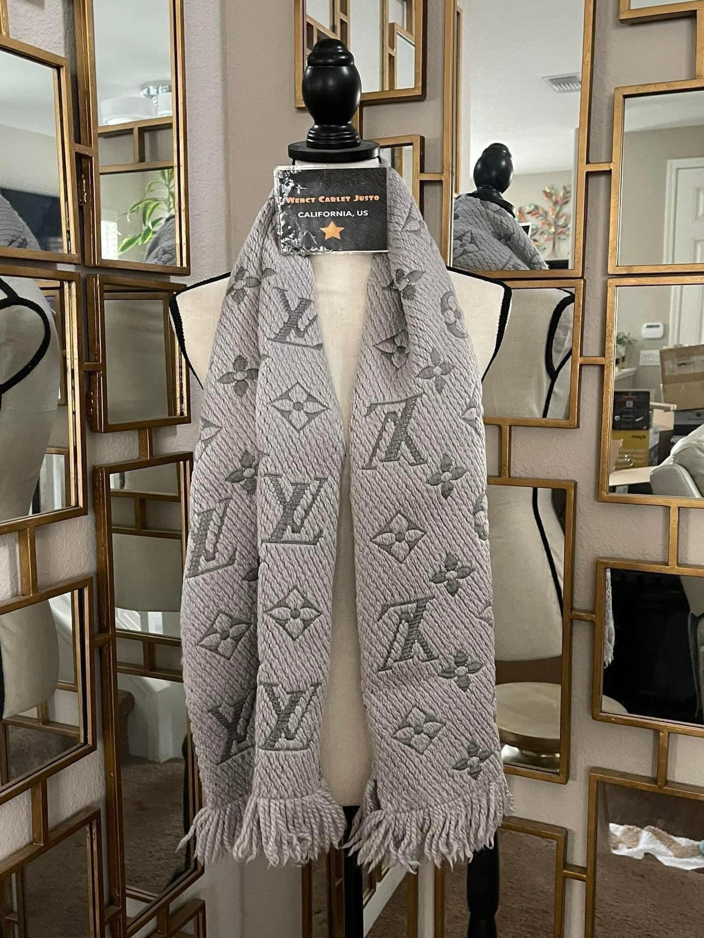 Logomania Grey Wool Scarf