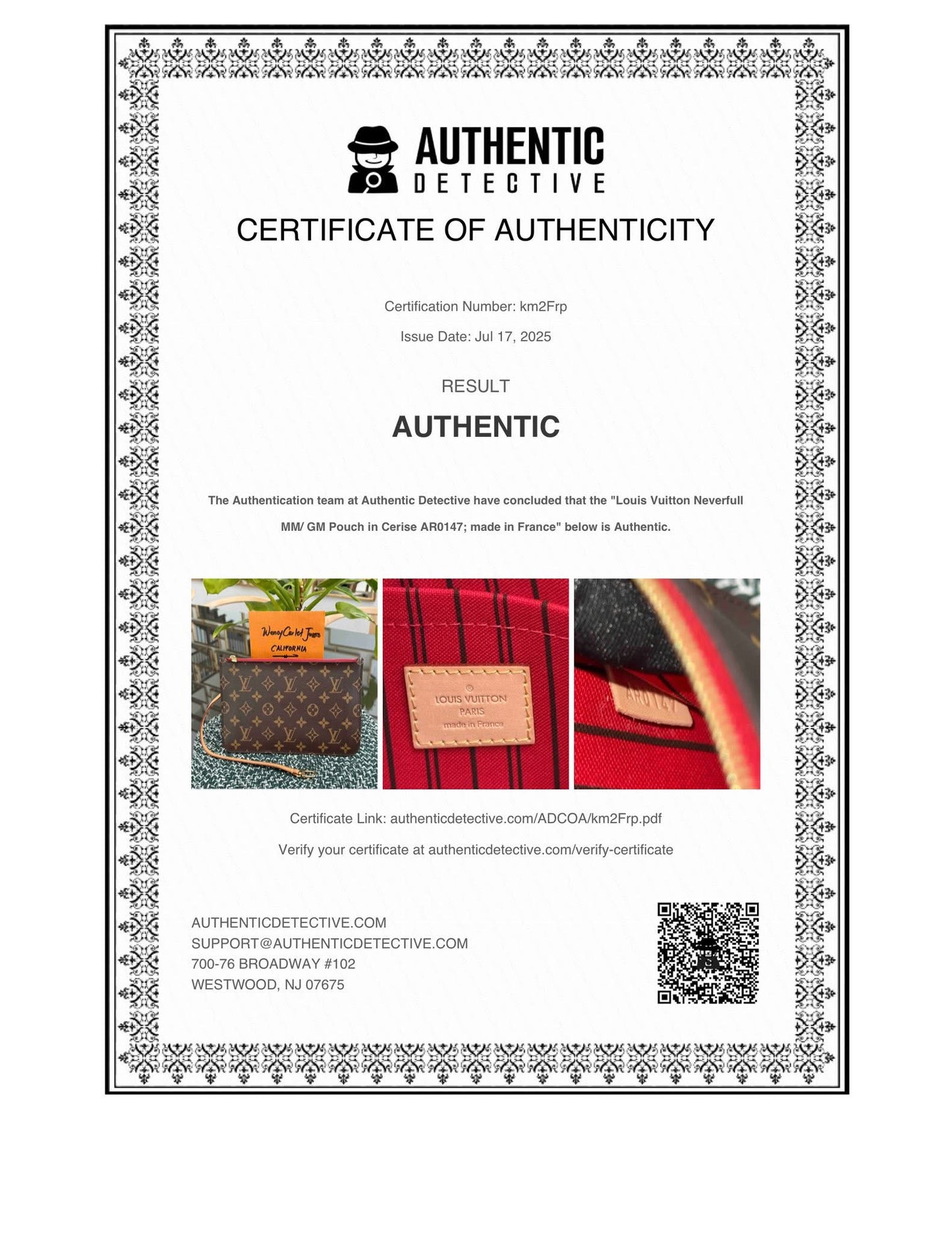 Neverfull MM/GM Pouch in Cerise interior -🗓️ Year: 2017