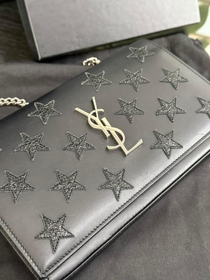YSL Kate Stars Calfskin Leather Chain Clutch Crossbody🌺 with Box, Dustbag, Cards and Paper bag