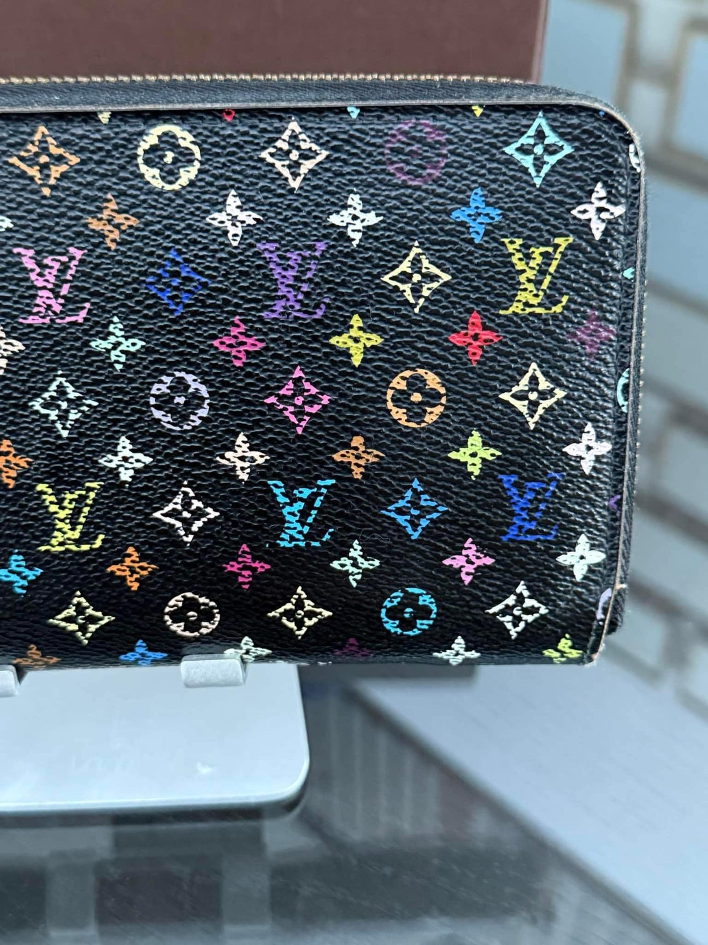 Multicolor Zippy Long Wallet in Black with Box , Dustbag and Paper bag Year: 2010