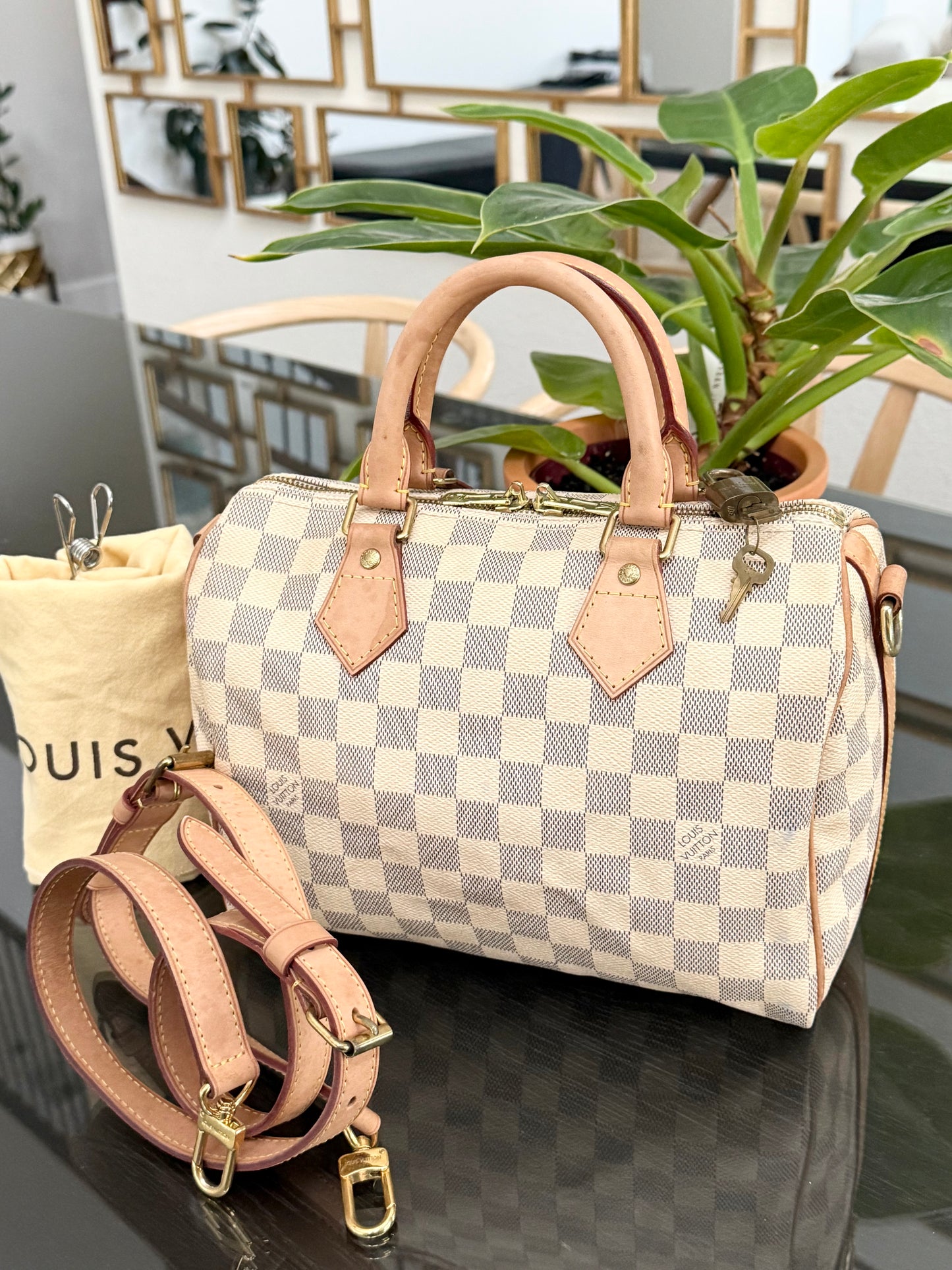 Speedy 25 Bandoulier in Azur with Strap, lock π keys, Dustbag and Insert Organizer ποΈ Year 2013