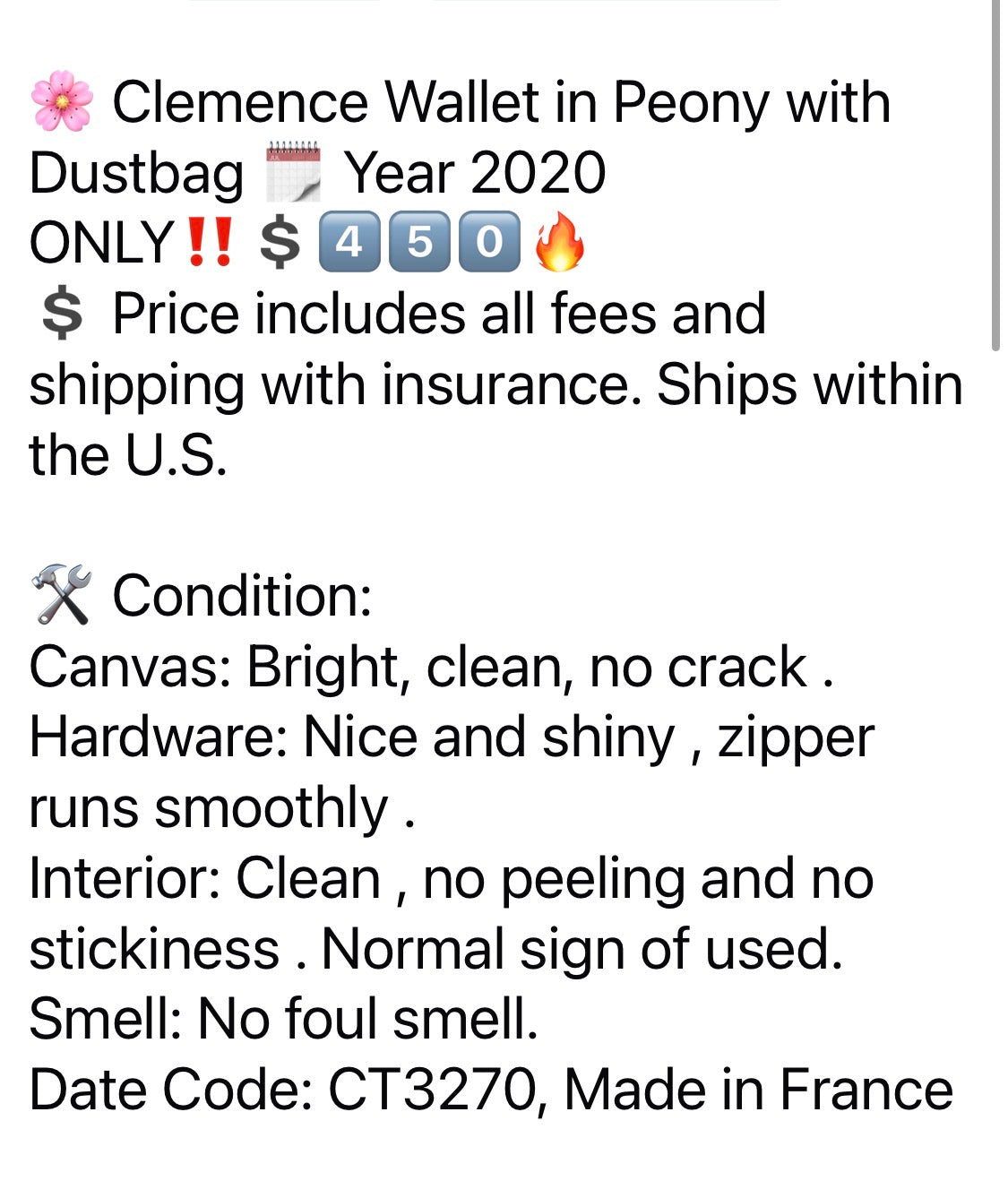 Clemence Wallet in Peony with Dustbag ποΈ Year 2020