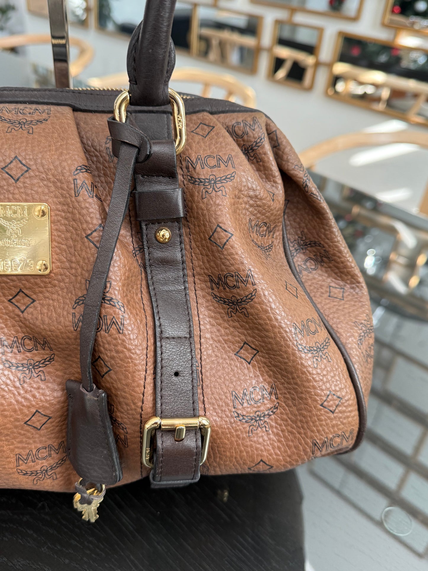 MCM Boston Bag with π Lock & Keys