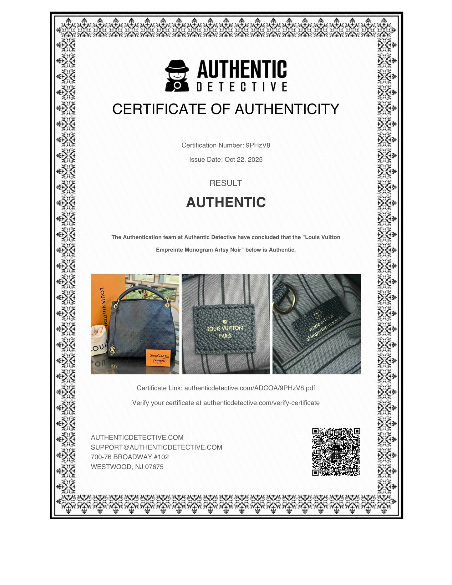 Artsy MM Empriente Black with Dustbag - ๐
Microchip and Authenticated