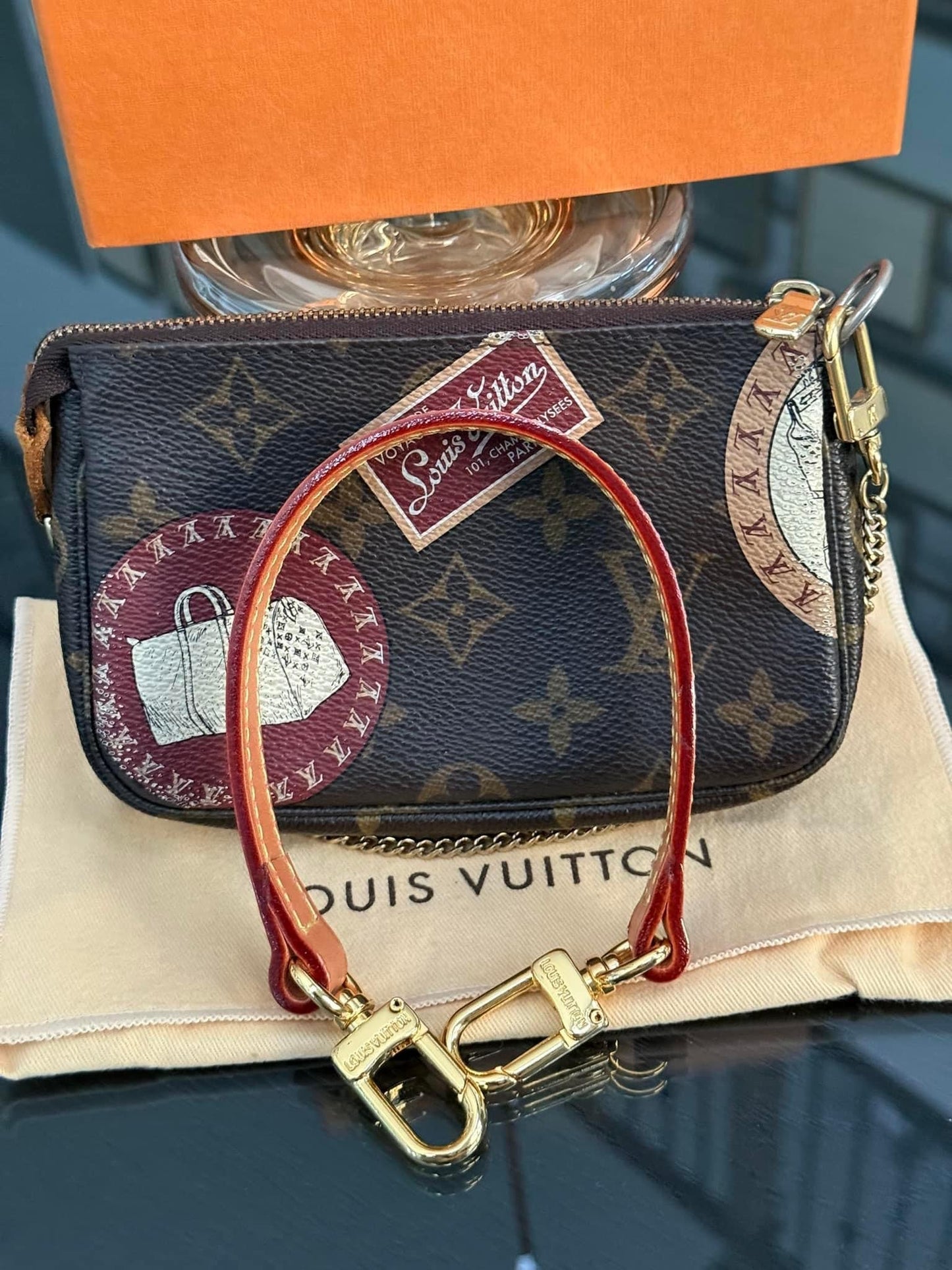 Monogram Patch Mini Pochette Accessories with Vanchetta Handle, Dustbag & Box - π
Year: 2009