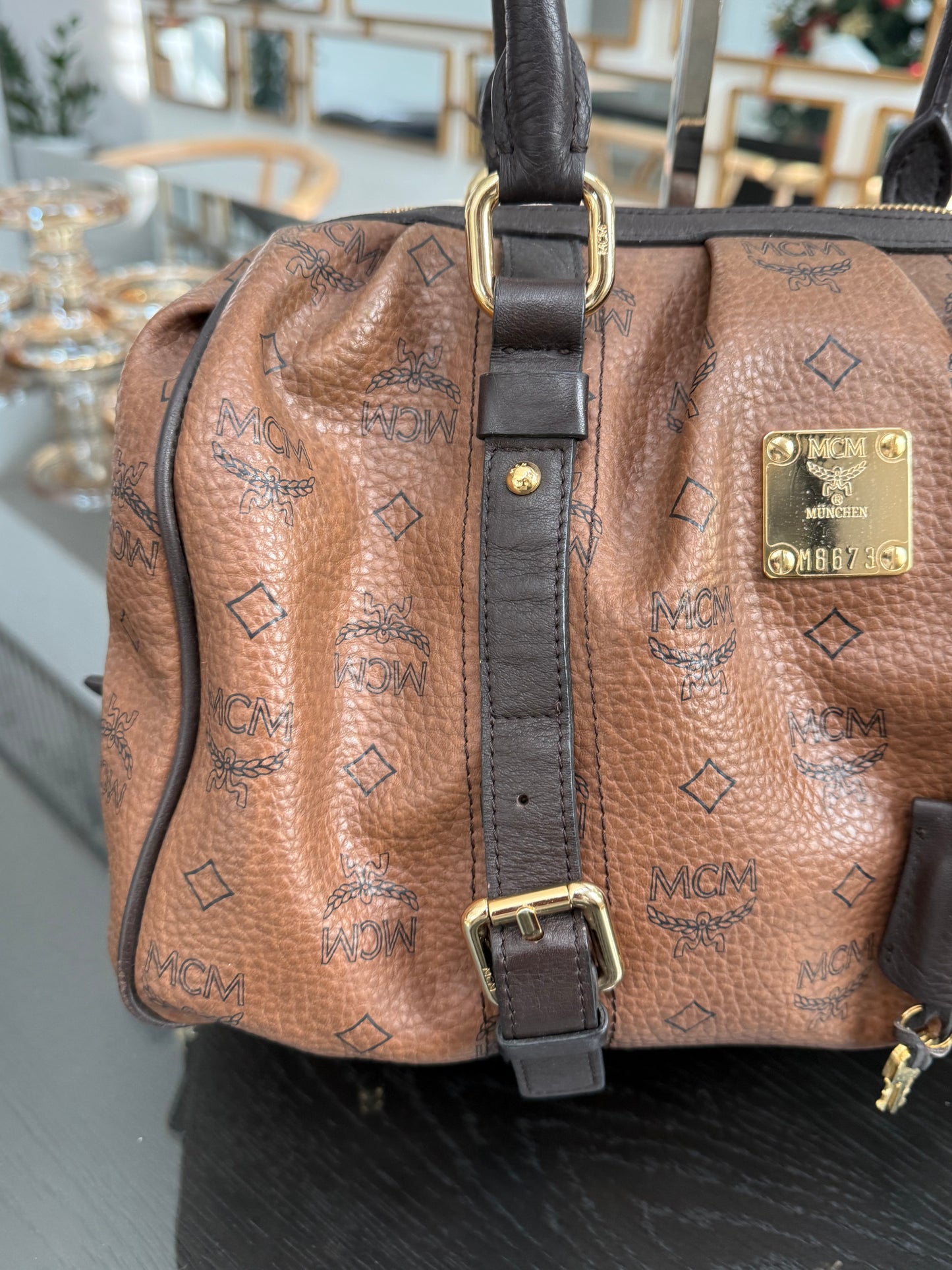 MCM Boston Bag with π Lock & Keys