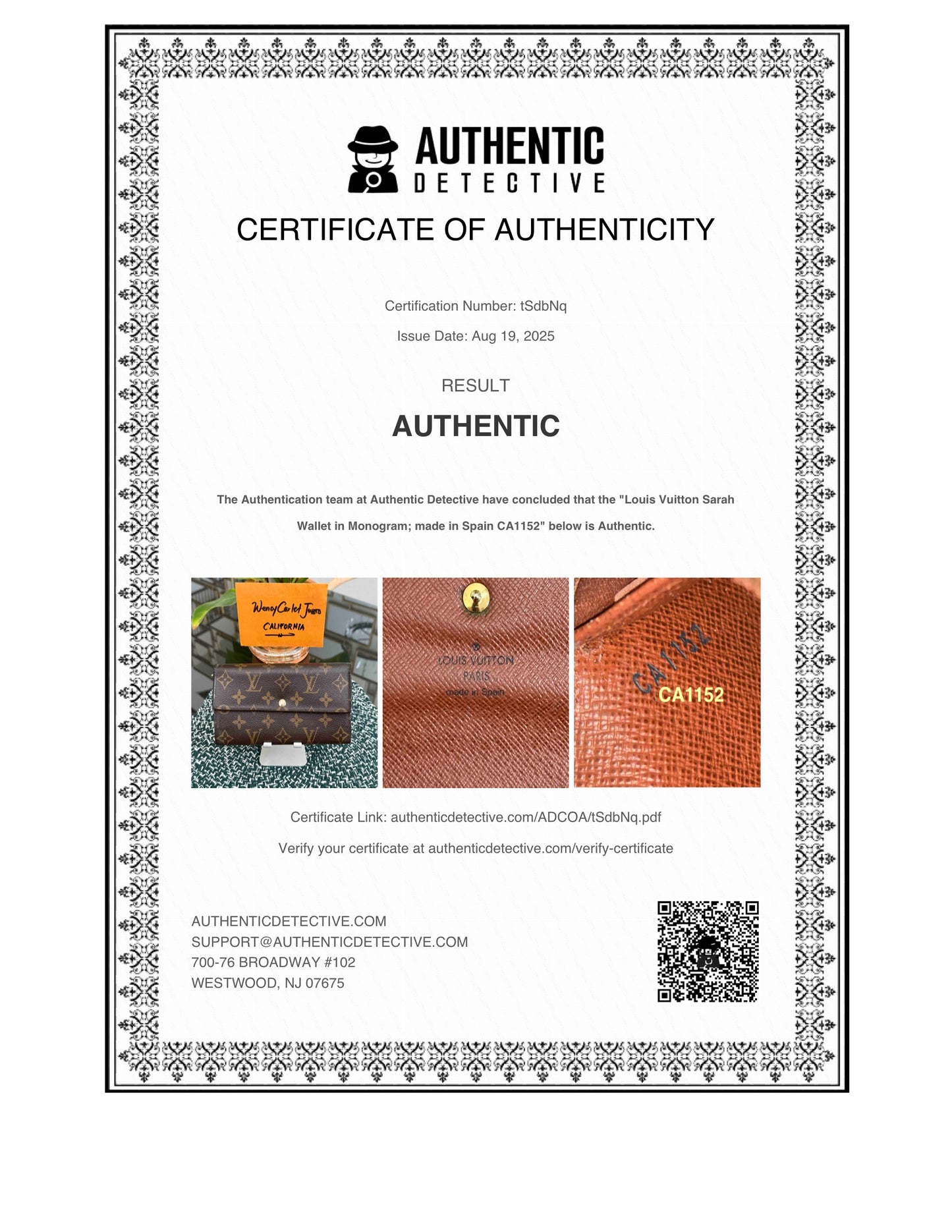 Sarah Wallet in Monogram with 10 Cardholders 🗓️ Year: 2012