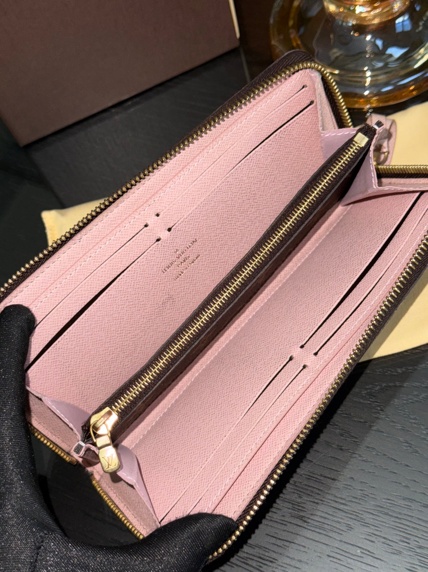 Clemence Wallet in Rose Ballerine Monogram with Dustbag and Box π
Microchipped