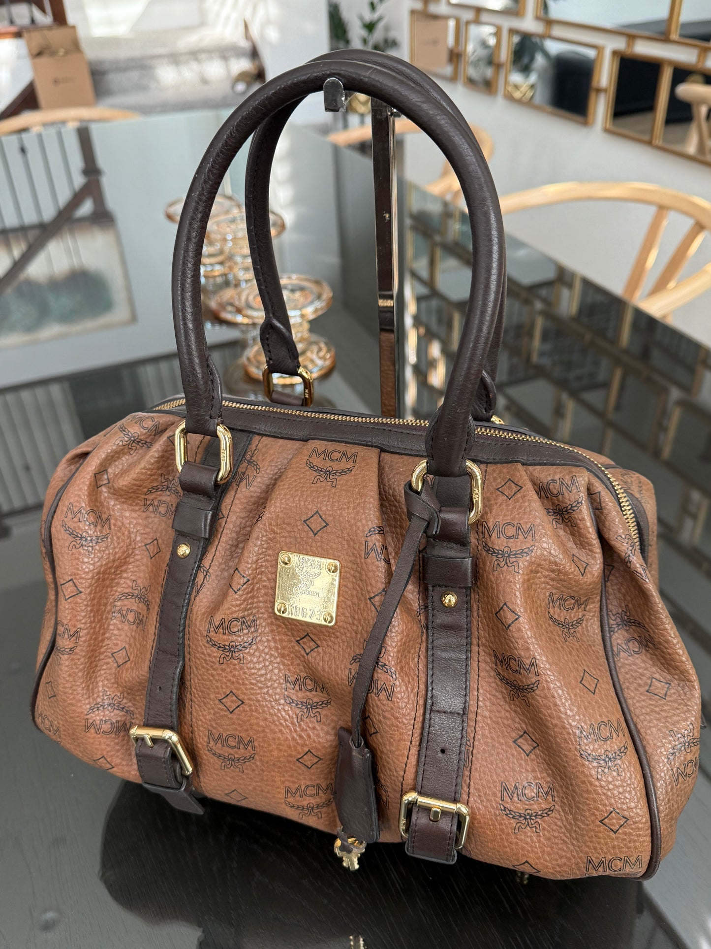 MCM Boston Bag with π Lock & Keys