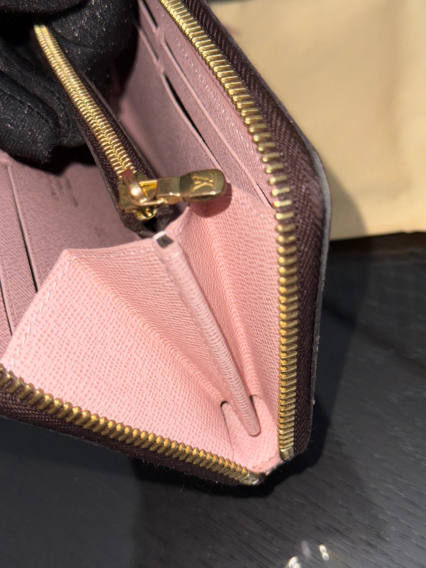 Clemence Wallet in Rose Ballerine Monogram with Dustbag and Box π
Microchipped