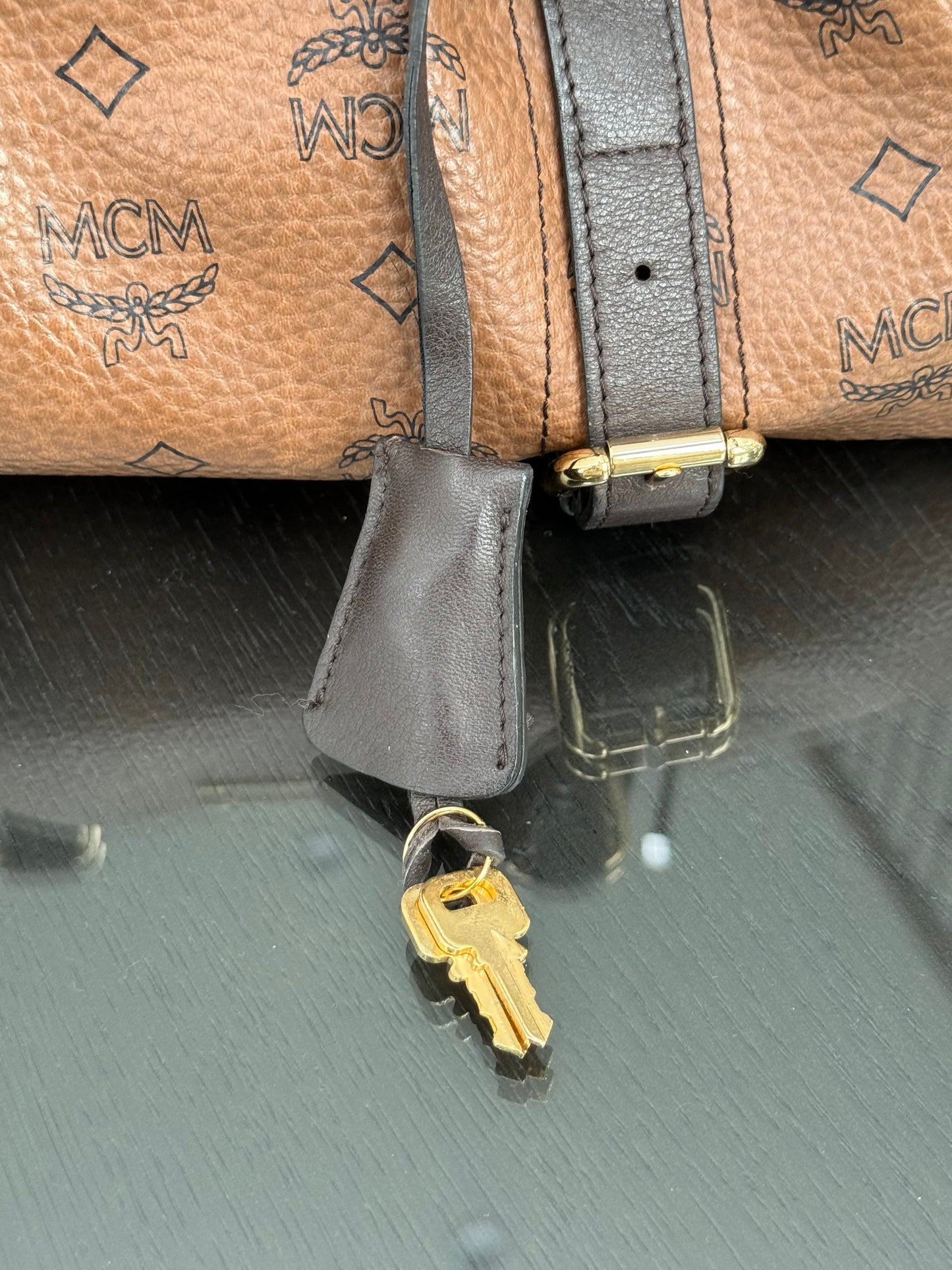 MCM Boston Bag with π Lock & Keys