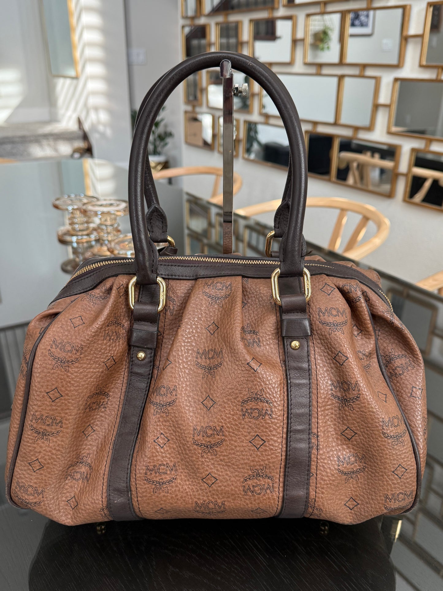 MCM Boston Bag with π Lock & Keys