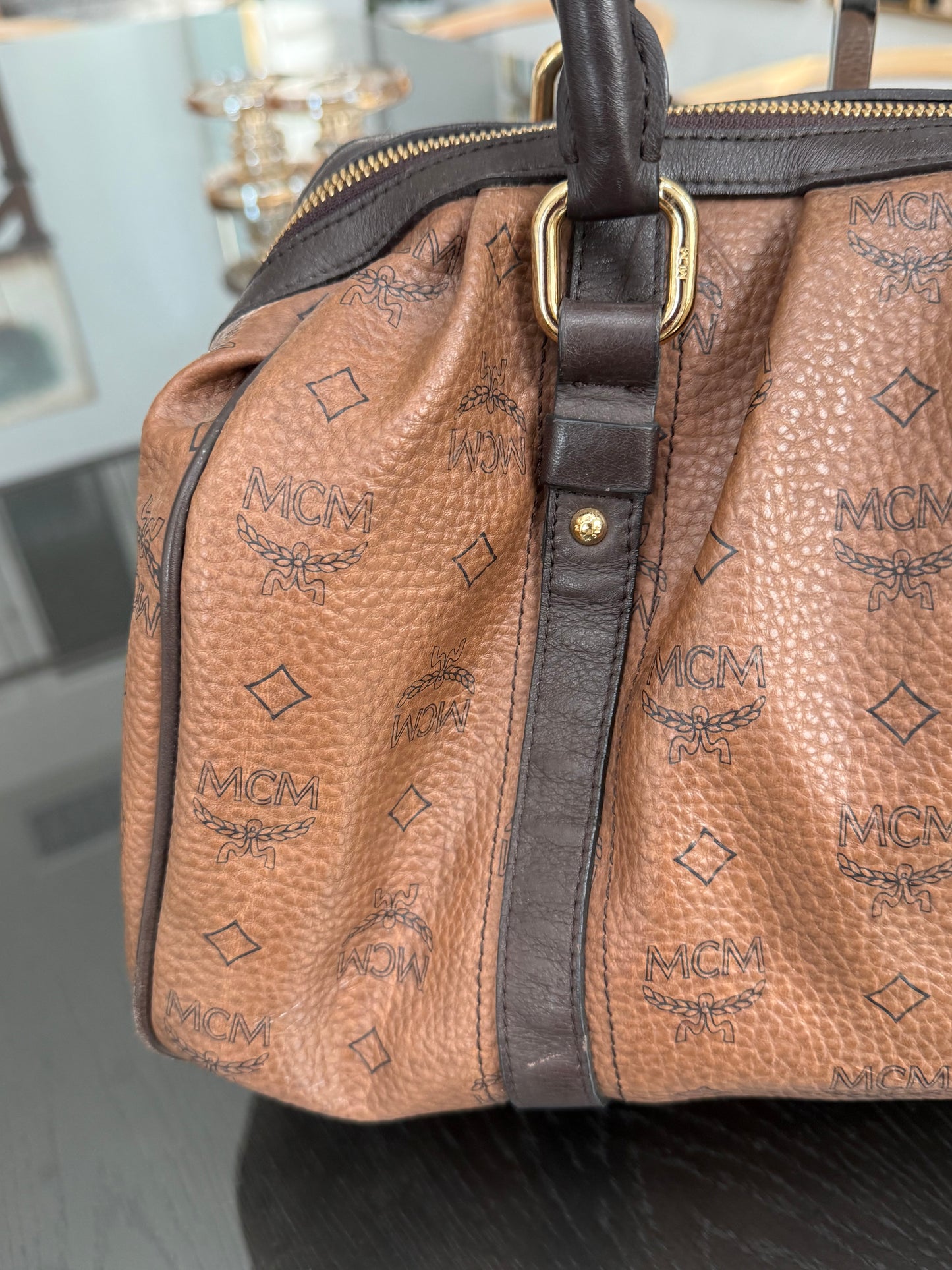 MCM Boston Bag with π Lock & Keys