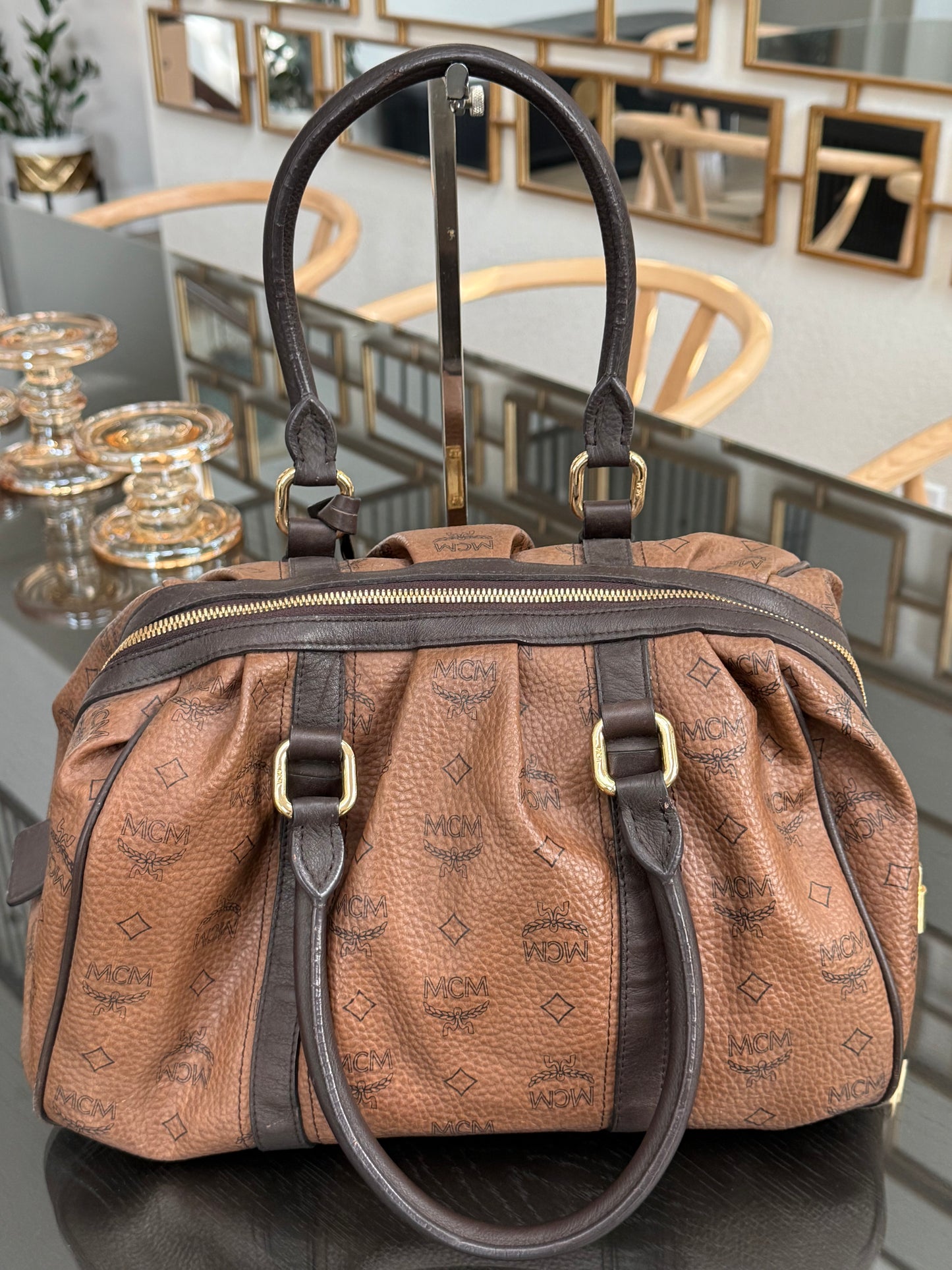 MCM Boston Bag with π Lock & Keys