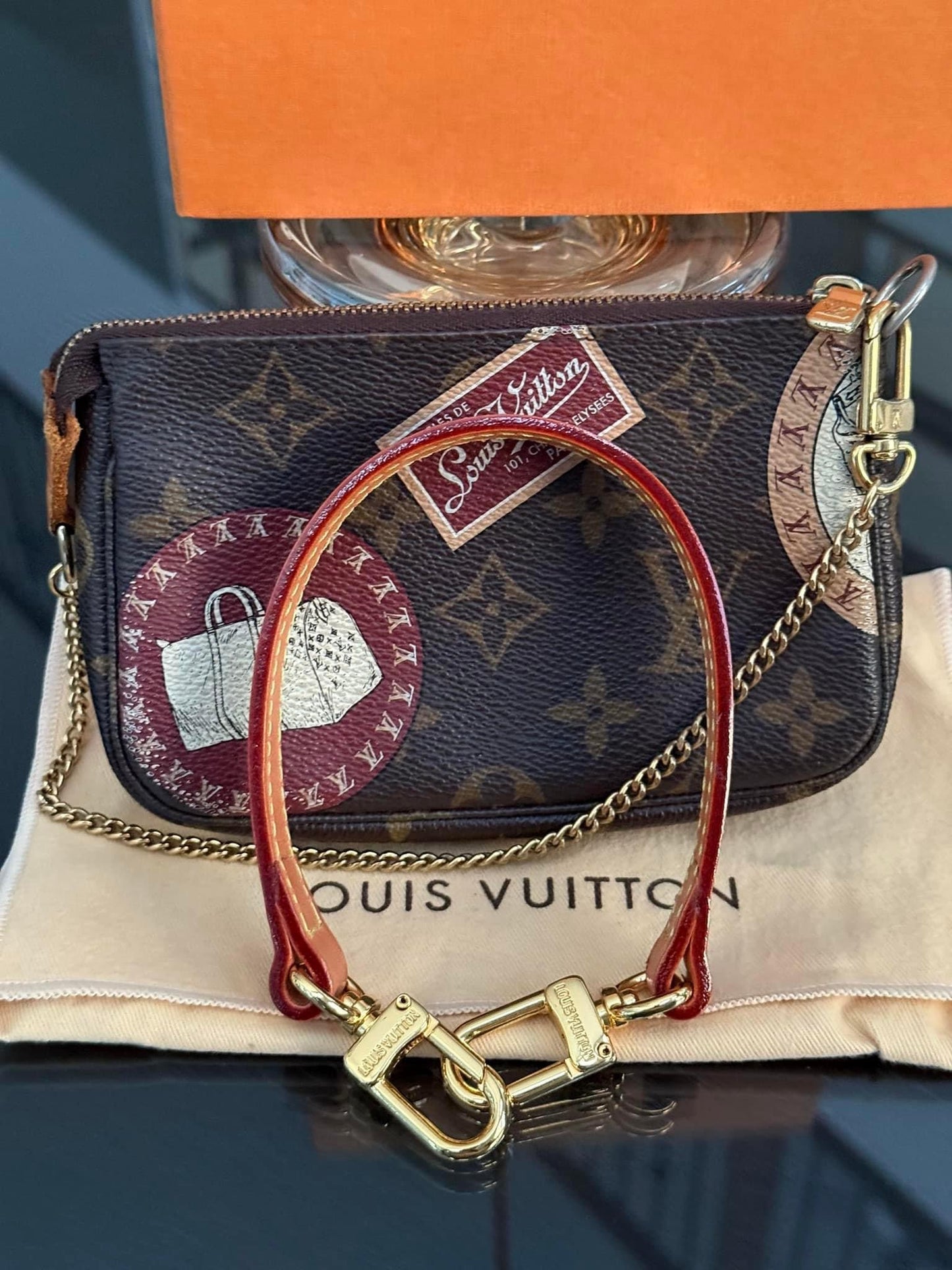 Monogram Patch Mini Pochette Accessories with Vanchetta Handle, Dustbag & Box - π
Year: 2009
