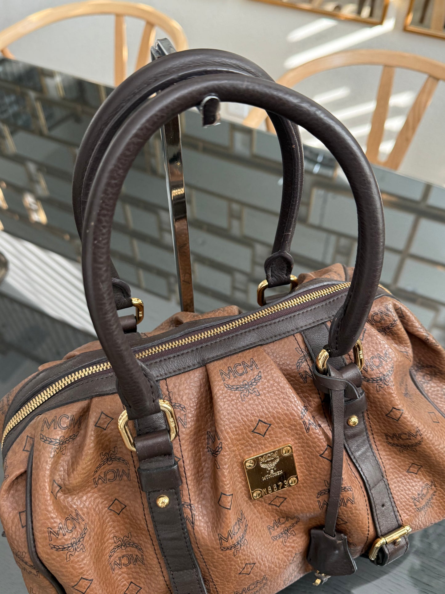 MCM Boston Bag with π Lock & Keys