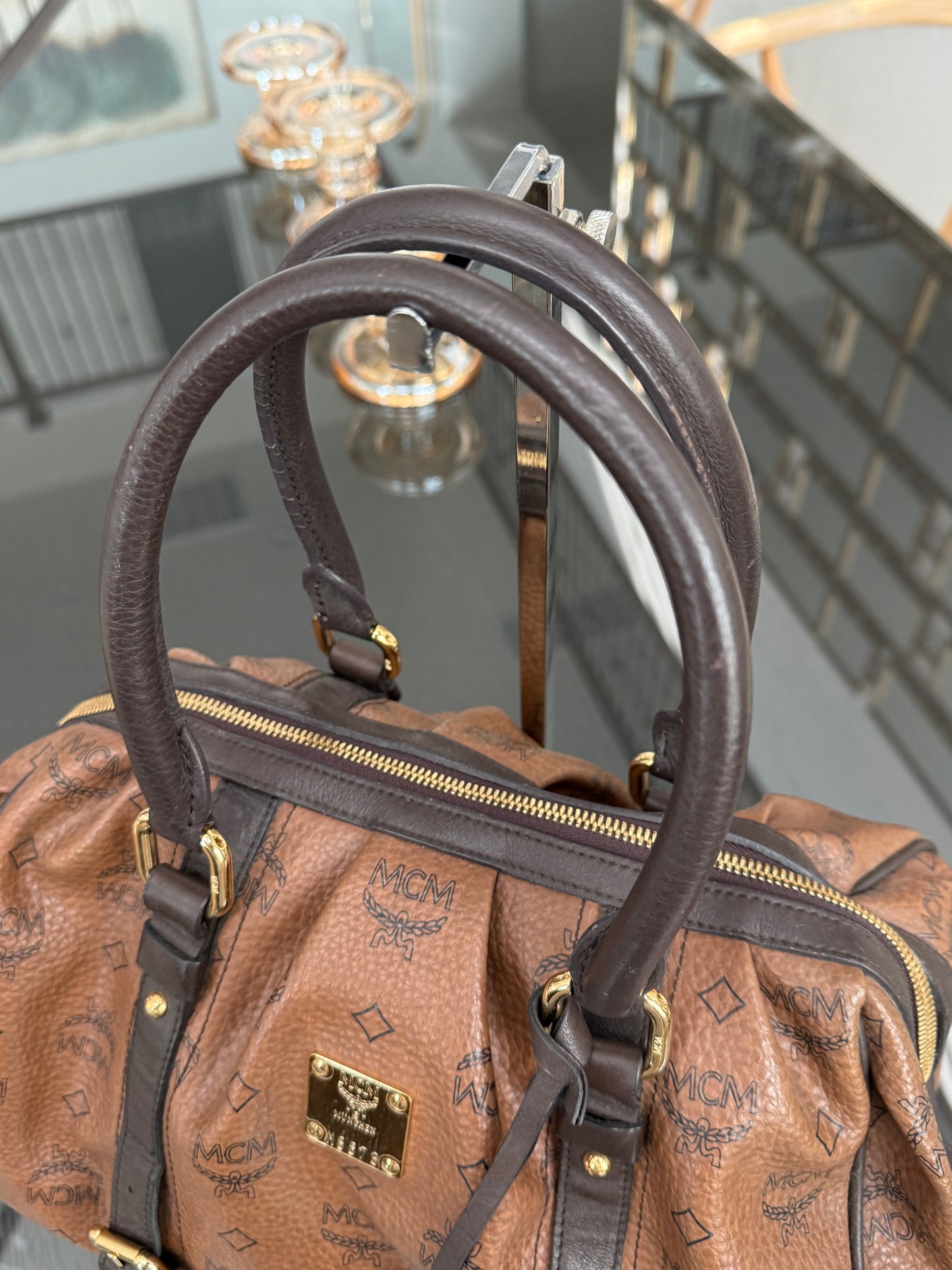 MCM Boston Bag with π Lock & Keys