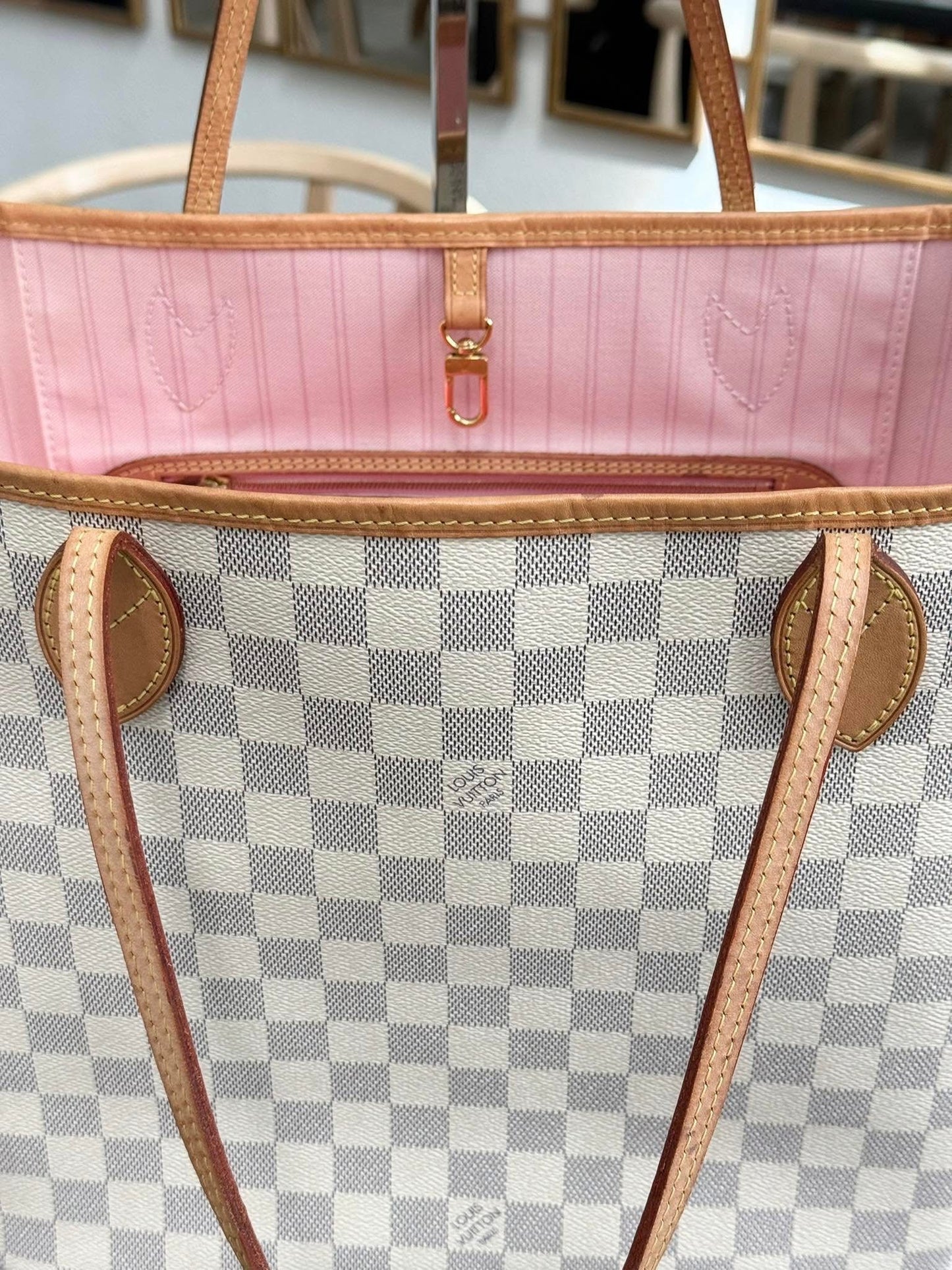 Neverfull MM in Rose Ballerine w/ Dustbag, Receipt and Insert Organizer -ποΈ Microchip