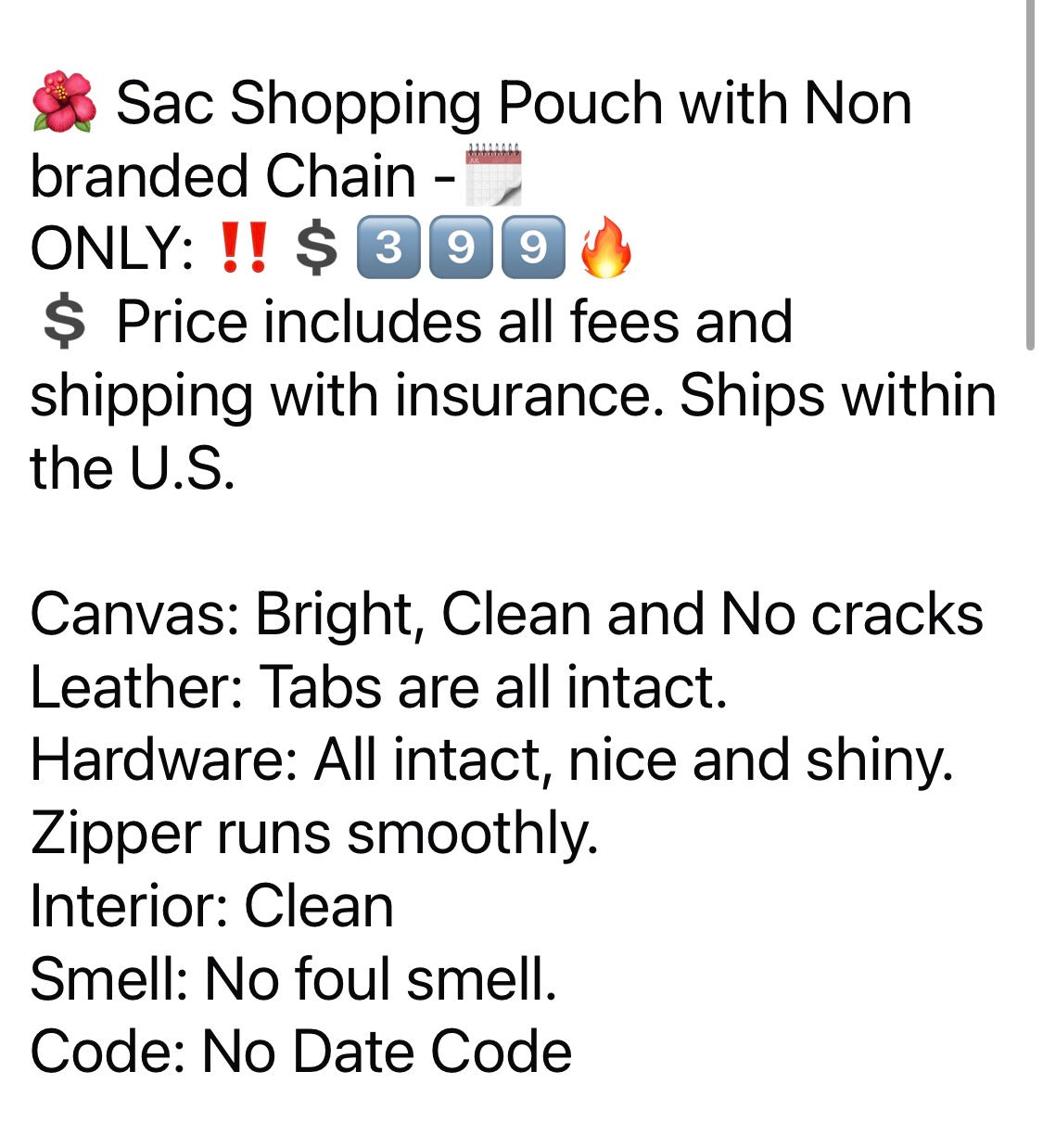 Sac Shopping Pouch with Non branded Chain -๐๏ธ