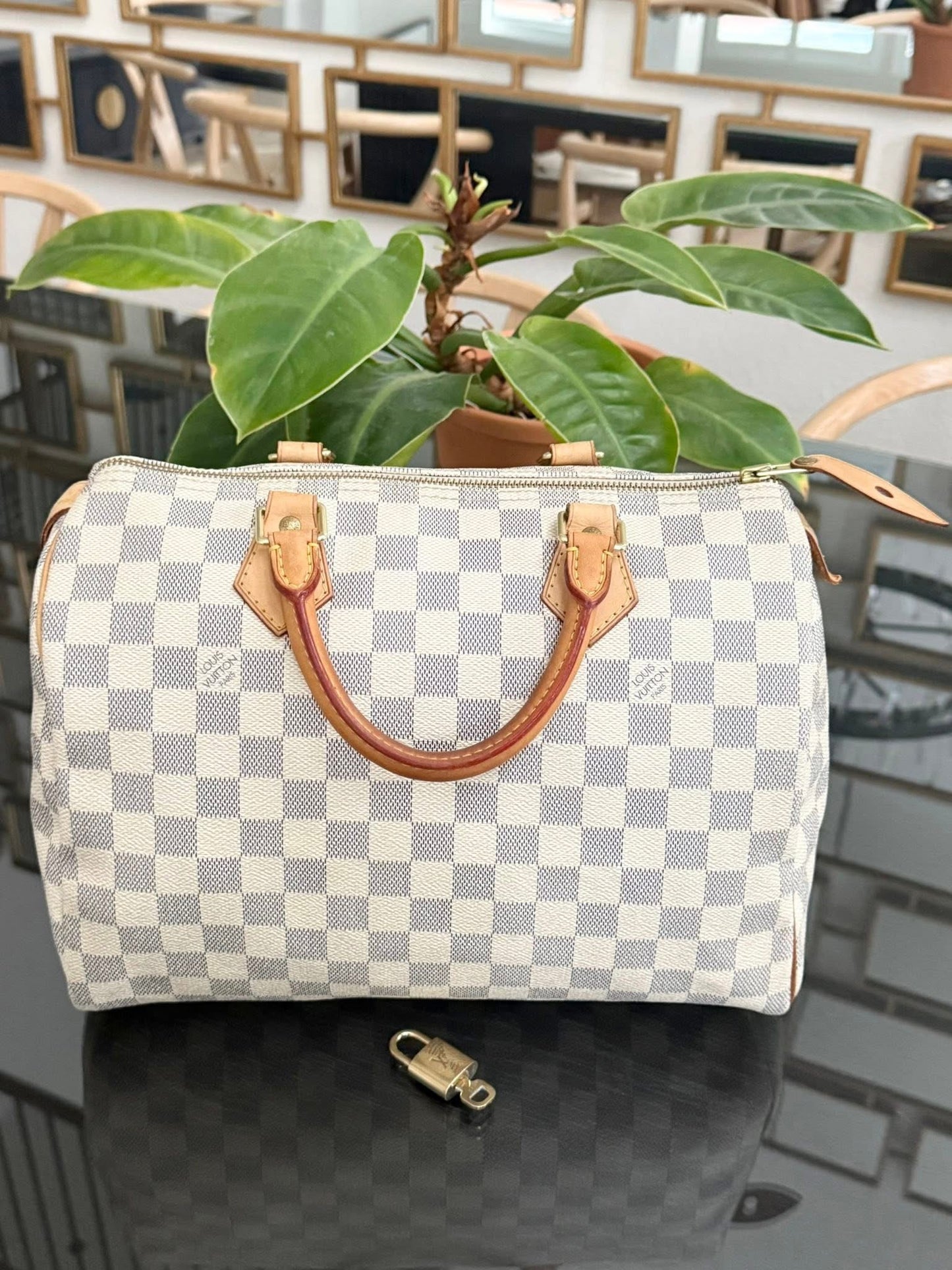 Speedy 30 in Damier Azur with lock 🔐 key, Insert Organizer and Non branded twilly -🗓️ Year 2010