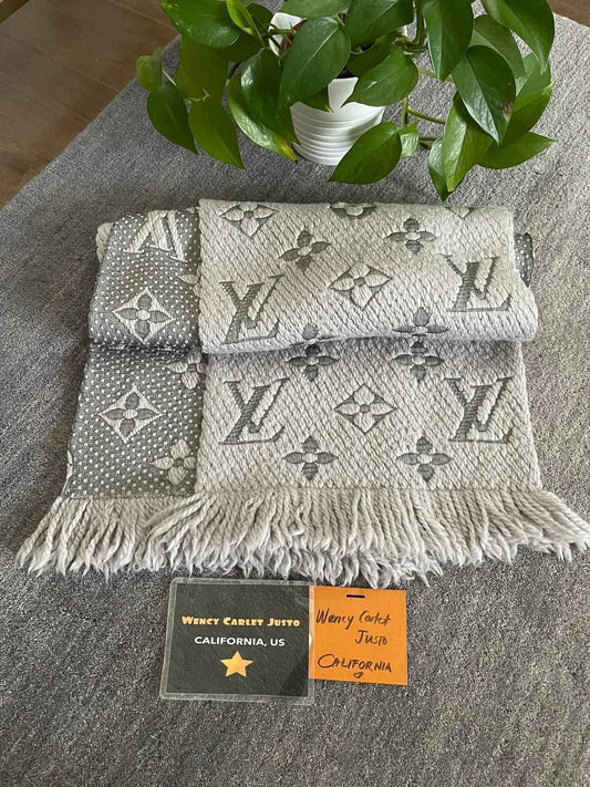 Logomania Grey Wool Scarf