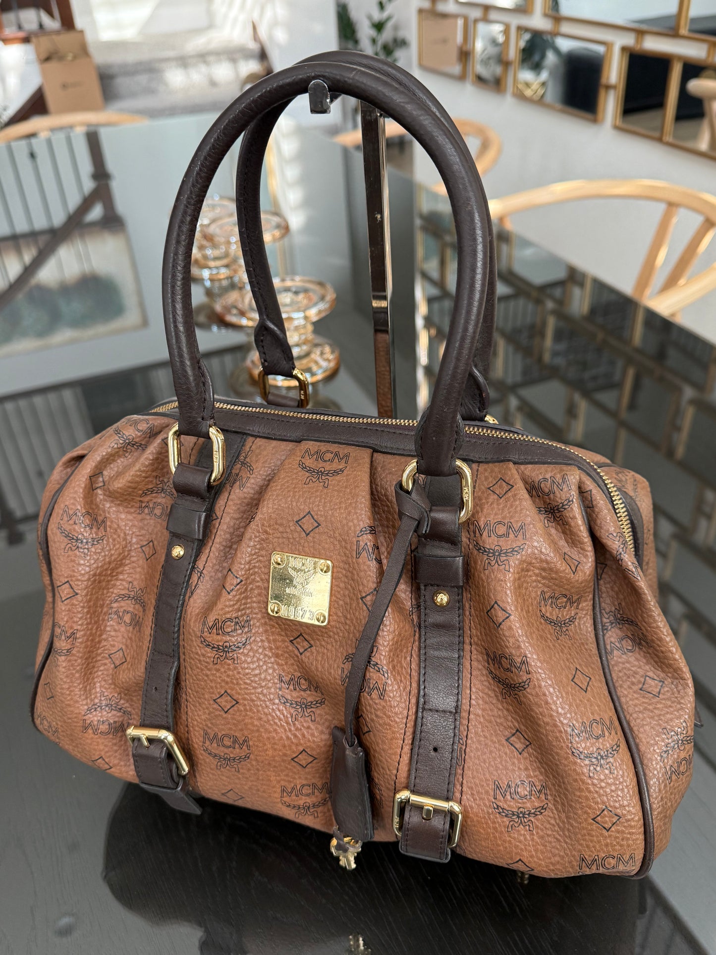 MCM Boston Bag with 🔐 Lock & Keys