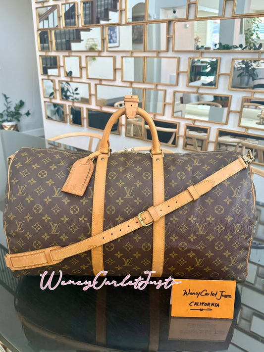 Keepall 55 Bandoulier with Original Strap, Luggage tag and Poignet 🗓️ Year: 1996