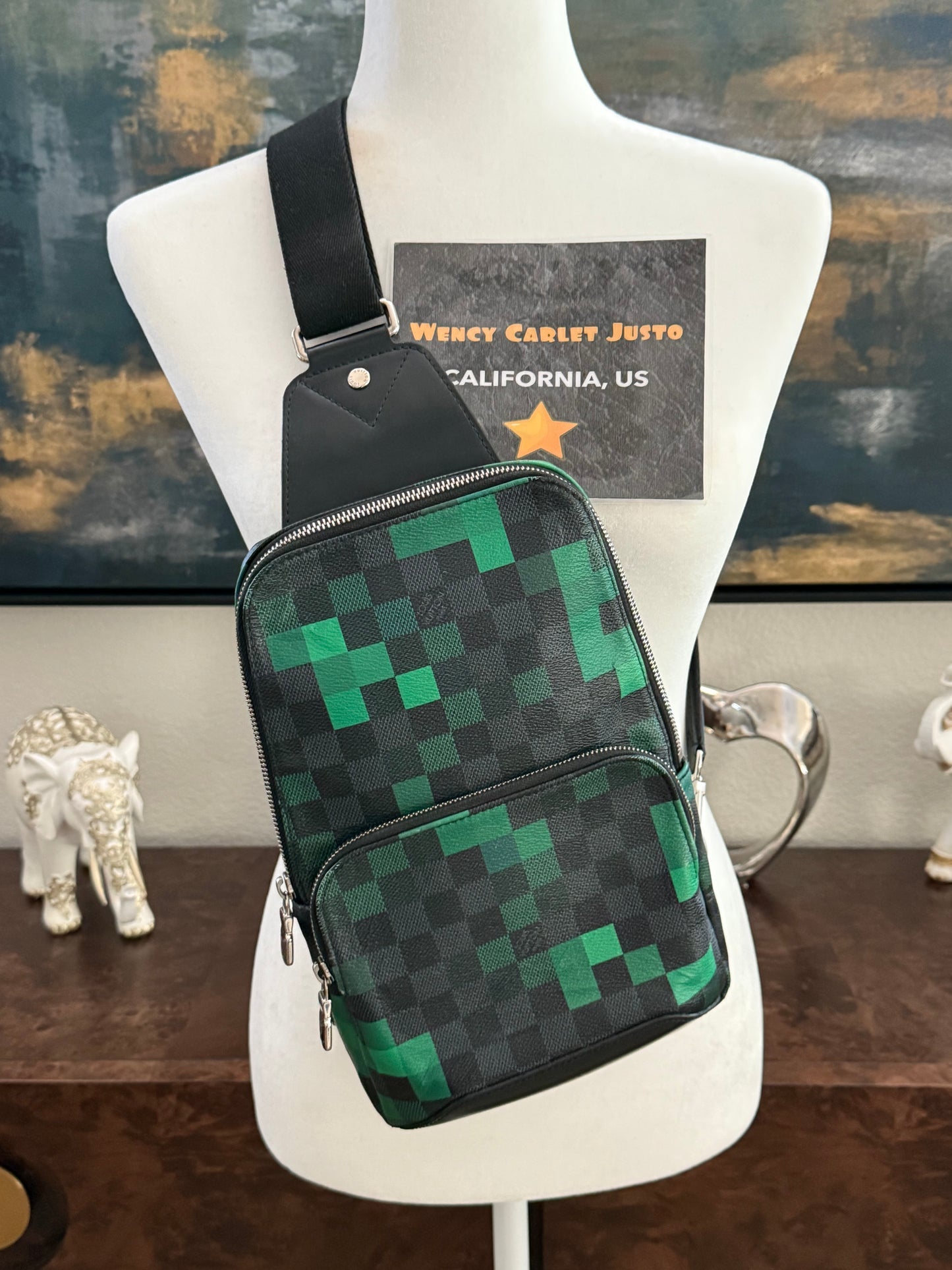 Avenue Sling Damier Graphite Green Pixel with Dustbag -Year 2018