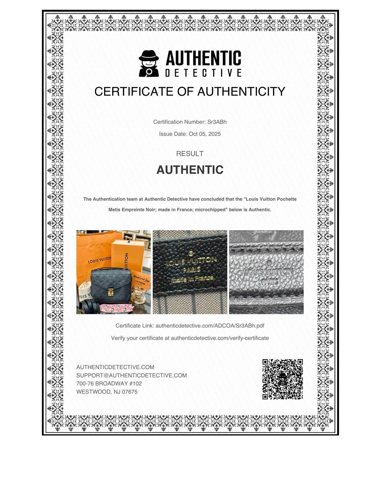 Pochette Metis Emptiente Noir with Box, Dustbag, Insert Organizer, Box and Paper bag -Microchip & Authenticed