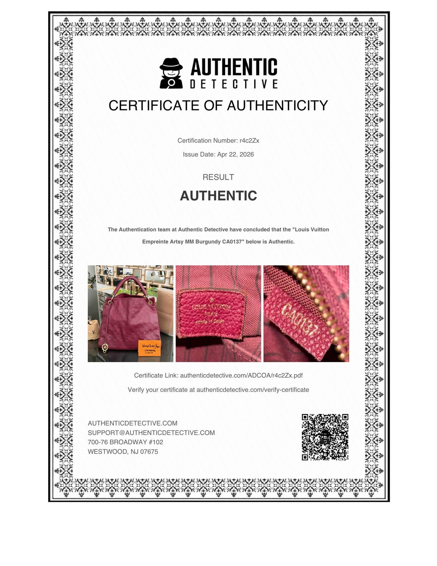 Artsy MM Empriente in Burgundy with Dustbag and Insert Organizer 📅 Year: 2017
