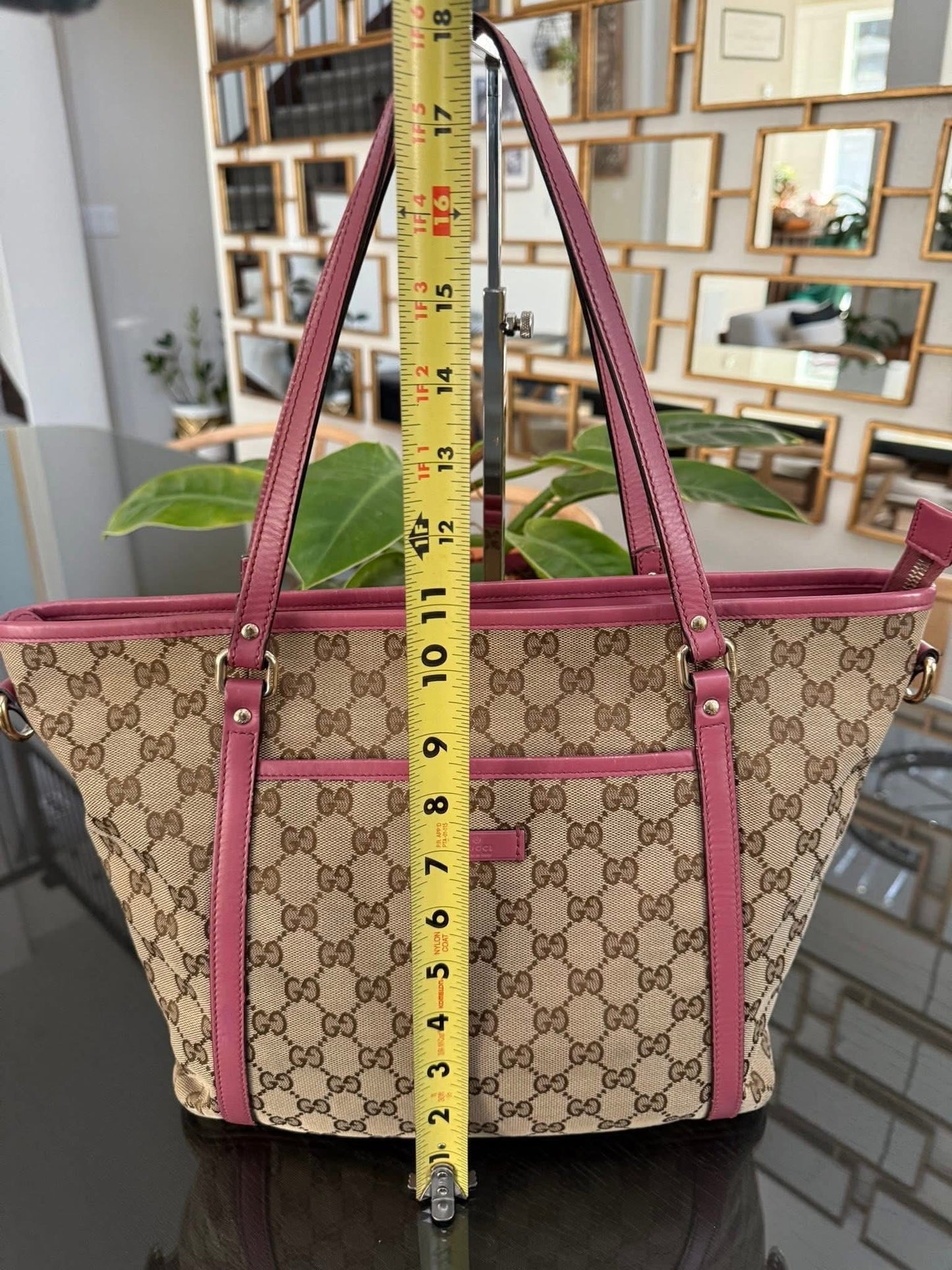 GG Pink Canvas Tote 2 Way Bag with Crossbody Strap 🗓️