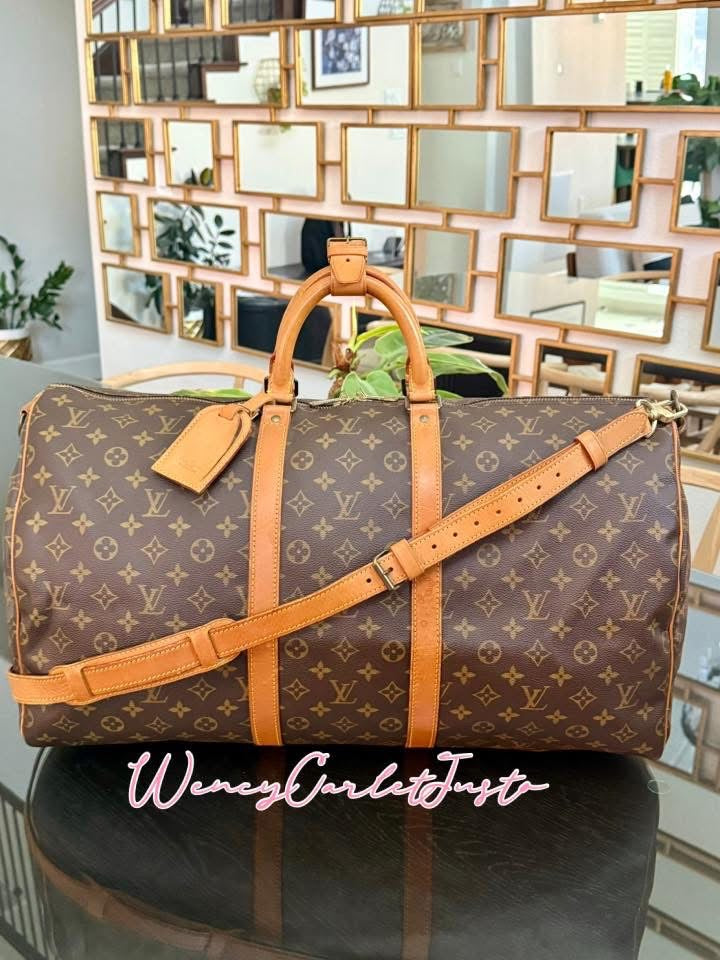 Keepall 55 Bandoulier with Original Strap, Luggage tag and Poignet 🗓️ Year: 1988