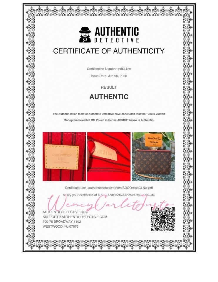 Neverfull MM/GM Pouch in Cerise 🗓️Year 2014