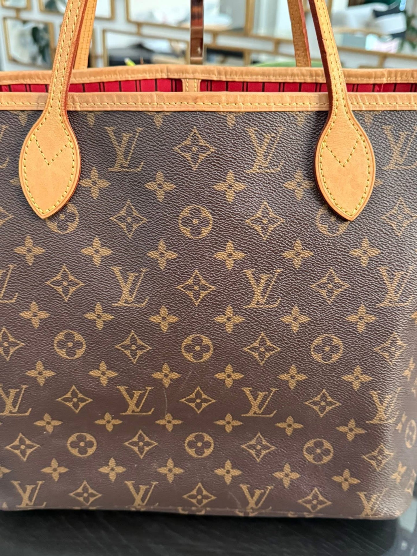 Neverfull MM Monogram in Cerise interior with Dustbag and Insert Organizer 🌺 📅 Year: 2018