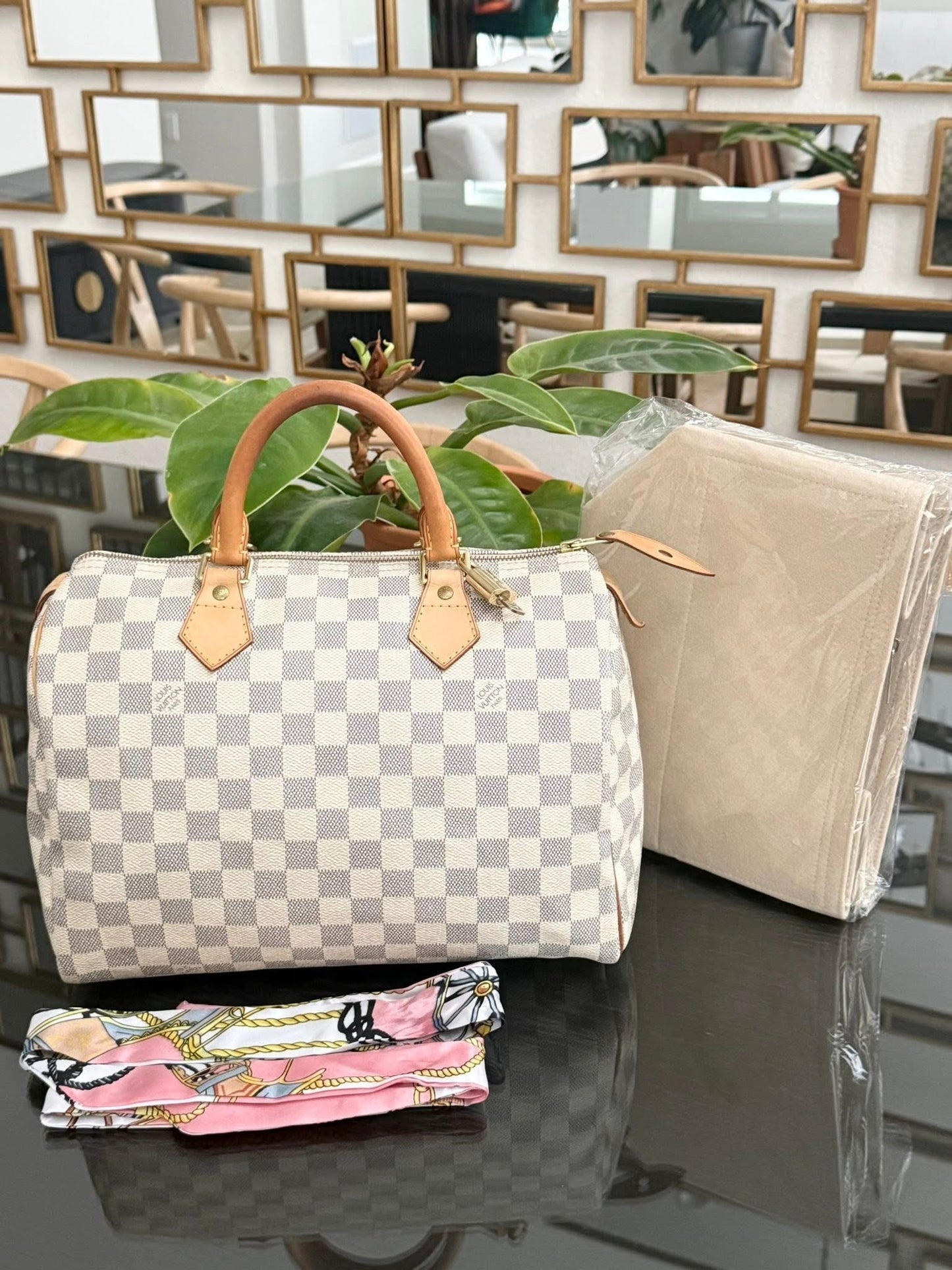 Speedy 30 in Damier Azur with lock 🔐 key, Insert Organizer and Non branded twilly -🗓️ Year 2010