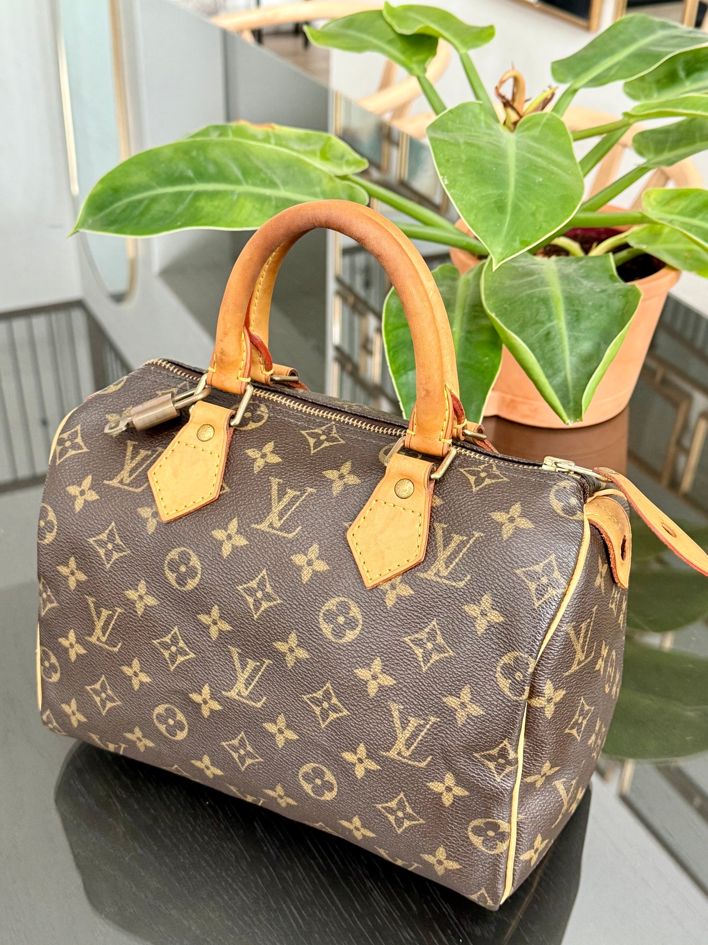 Speedy 25 in Monogram with Lock 🔐 and Key -🗓️ Year: 2005