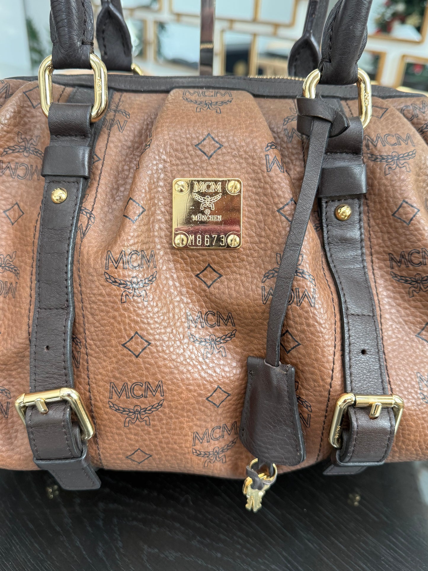 MCM Boston Bag with 🔐 Lock & Keys