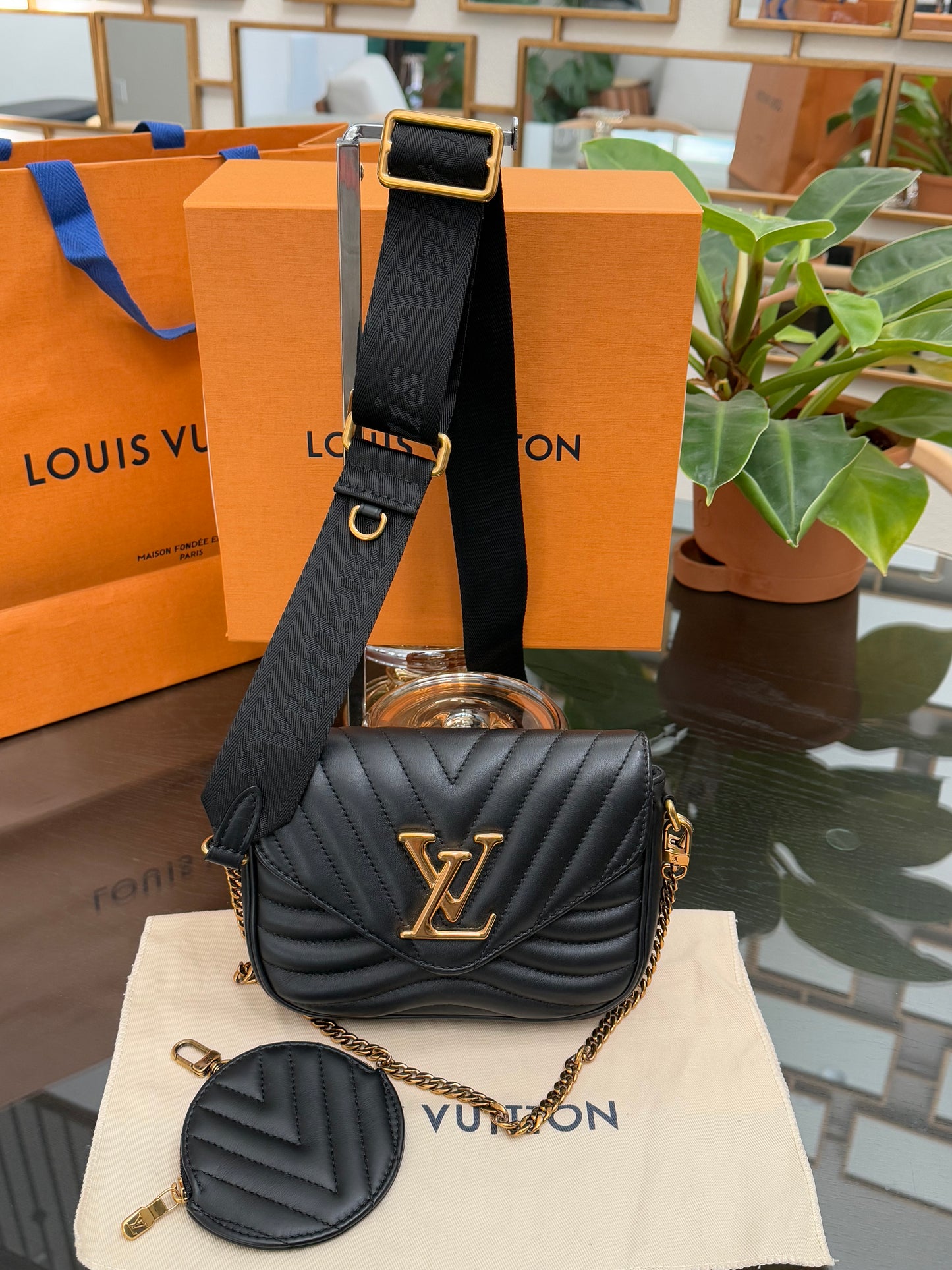 Multi Pochette New Wave Noir with Box, Dustbag and Paper bag -Microchip & Authenticed