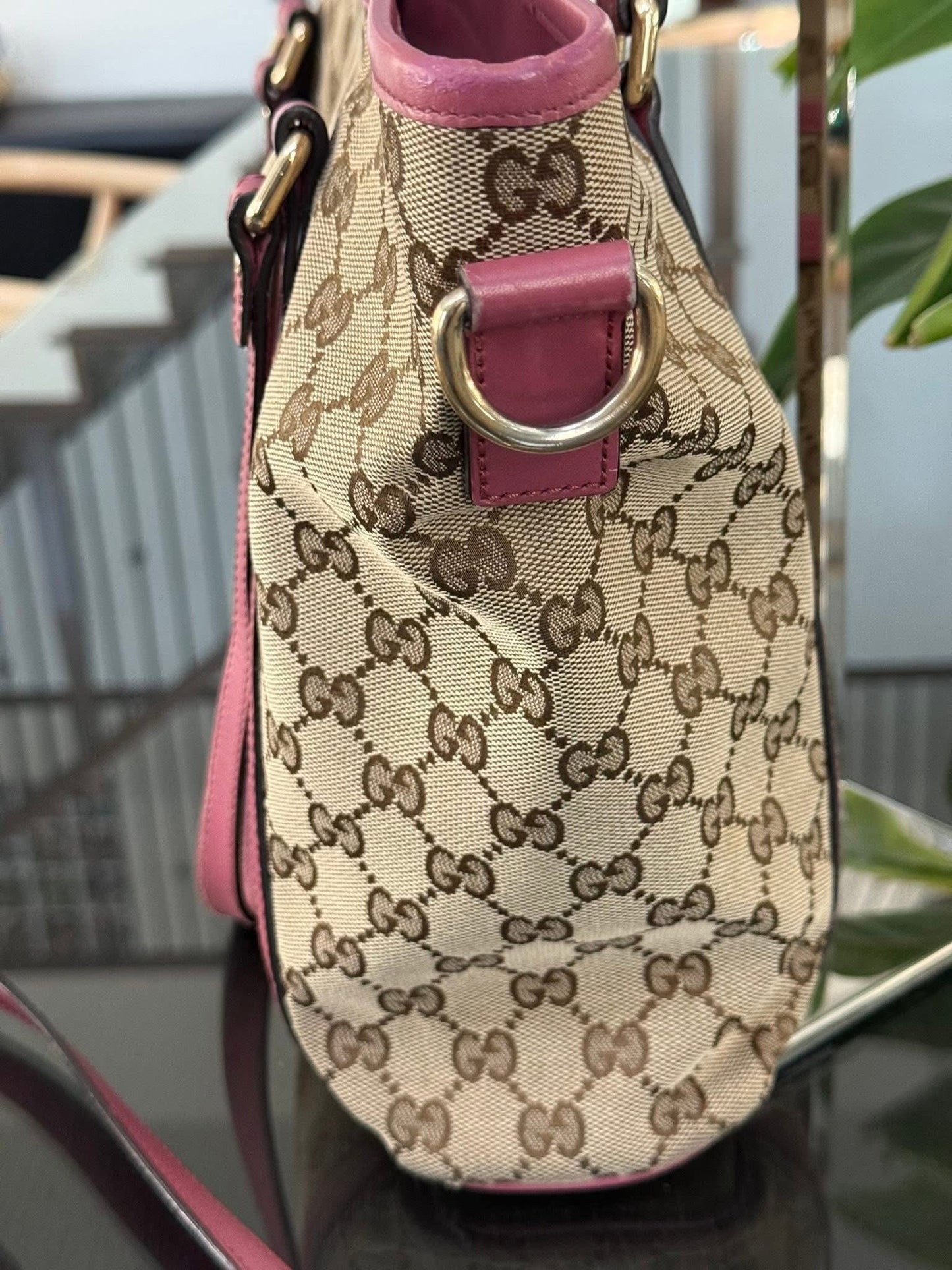 GG Pink Canvas Tote 2 Way Bag with Crossbody Strap 🗓️