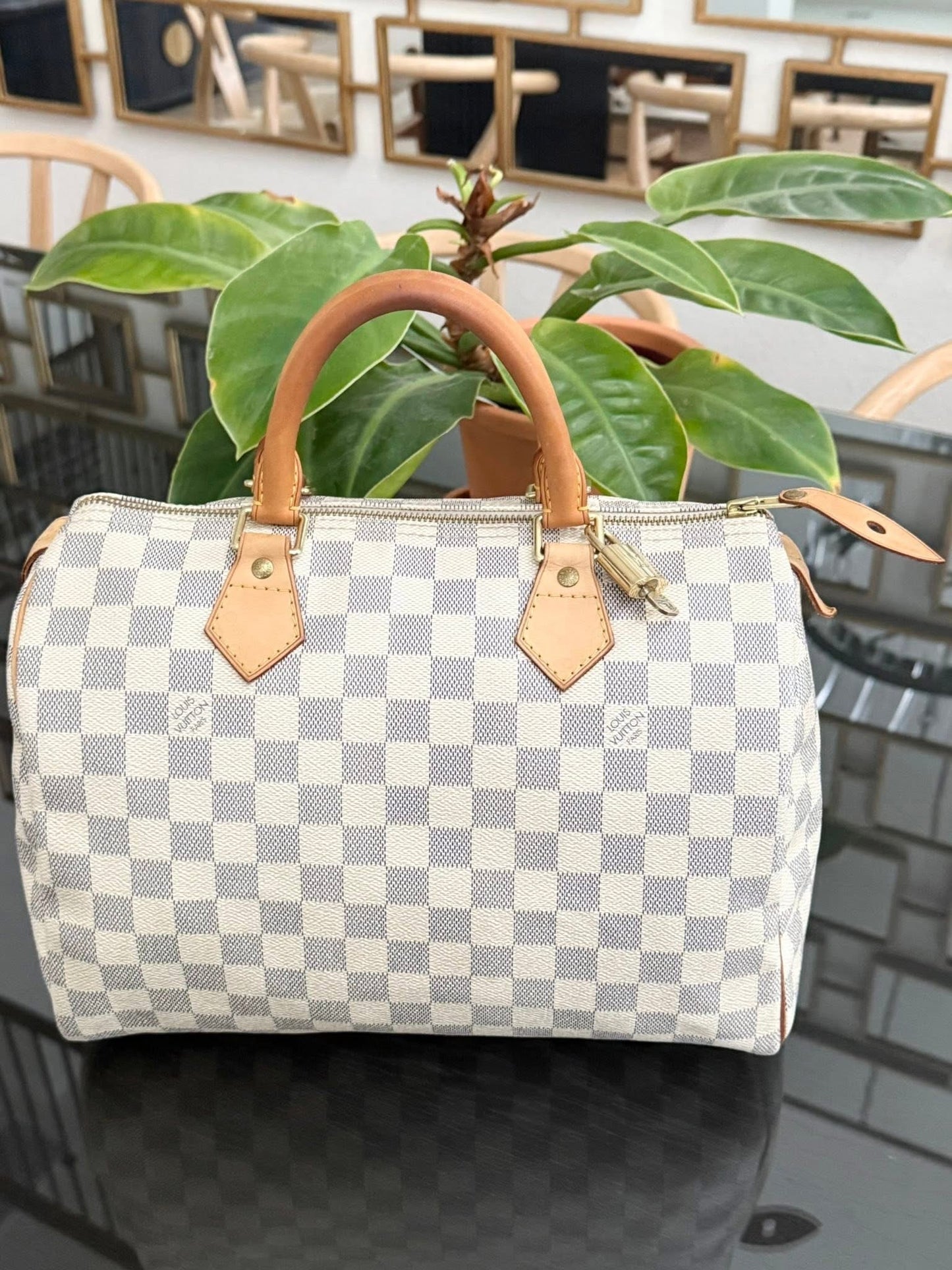Speedy 30 in Damier Azur with lock 🔐 key, Insert Organizer and Non branded twilly -🗓️ Year 2010