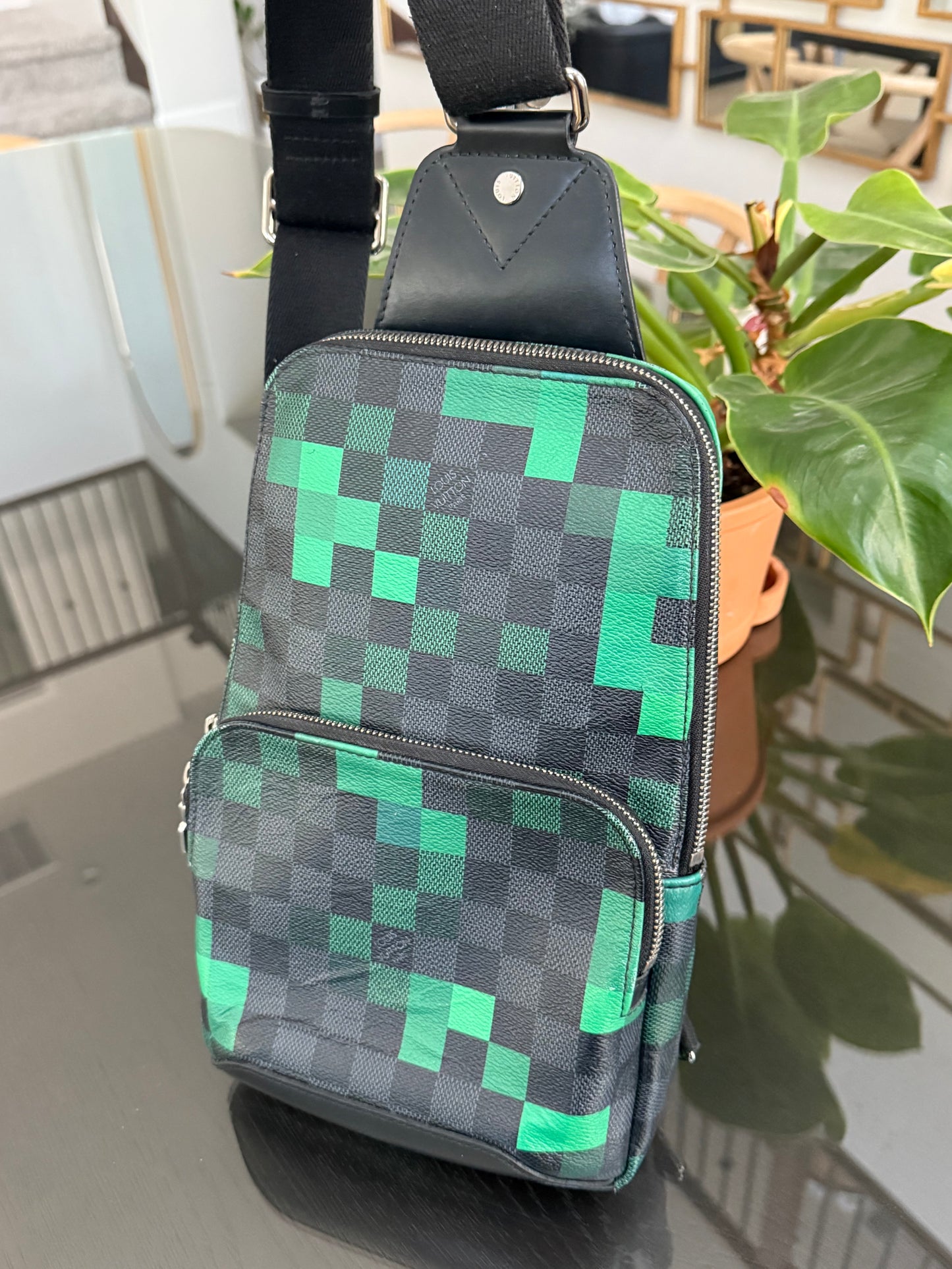 Avenue Sling Damier Graphite Green Pixel with Dustbag -Year 2018