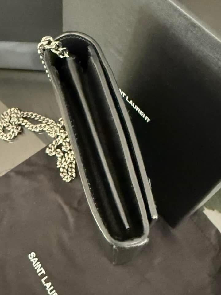 Kate Stars Calfskin Leather Chain Clutch Crossbody 📦 With Box, Dustbag, Cards, and Paper Bag