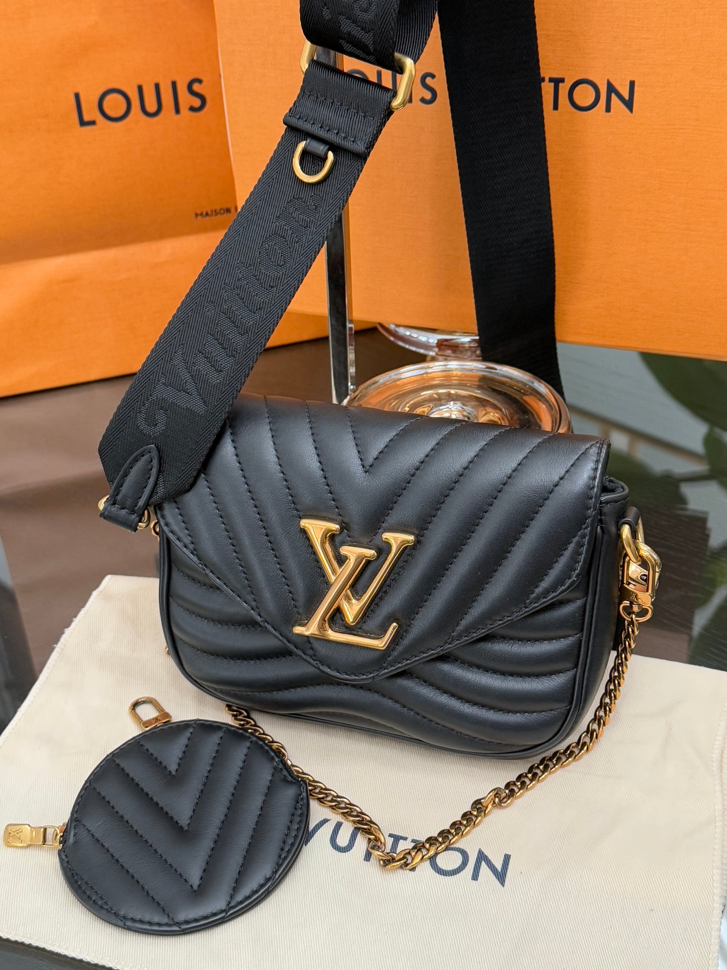 Multi Pochette New Wave Noir with Box, Dustbag and Paper bag -Microchip & Authenticed