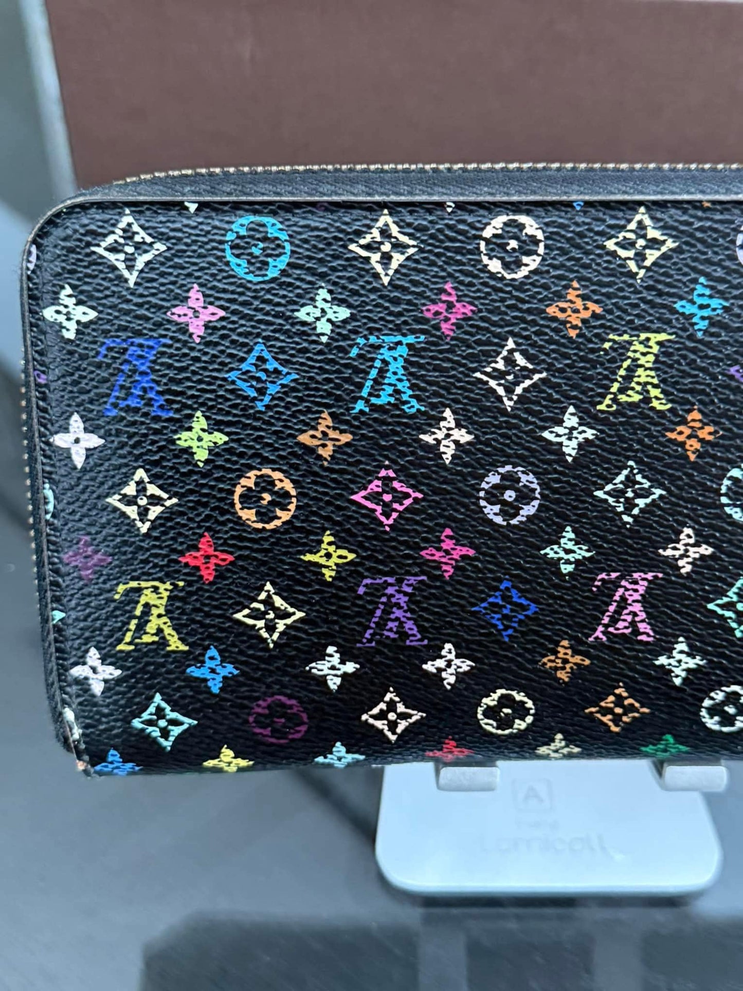 Multicolor Zippy Long Wallet in Black with Box , Dustbag and Paper bag Year: 2010