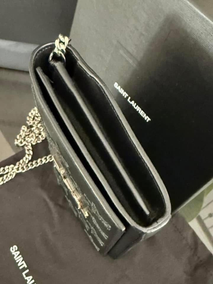 Kate Stars Calfskin Leather Chain Clutch Crossbody 📦 With Box, Dustbag, Cards, and Paper Bag