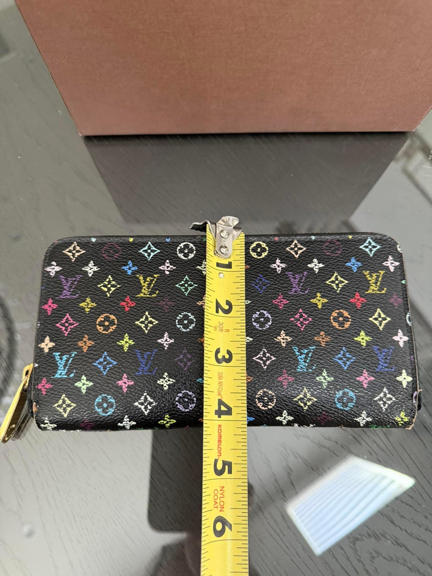 Multicolor Zippy Long Wallet in Black with Box , Dustbag and Paper bag Year: 2010