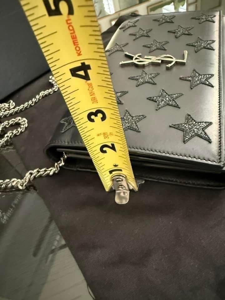 Kate Stars Calfskin Leather Chain Clutch Crossbody 📦 With Box, Dustbag, Cards, and Paper Bag