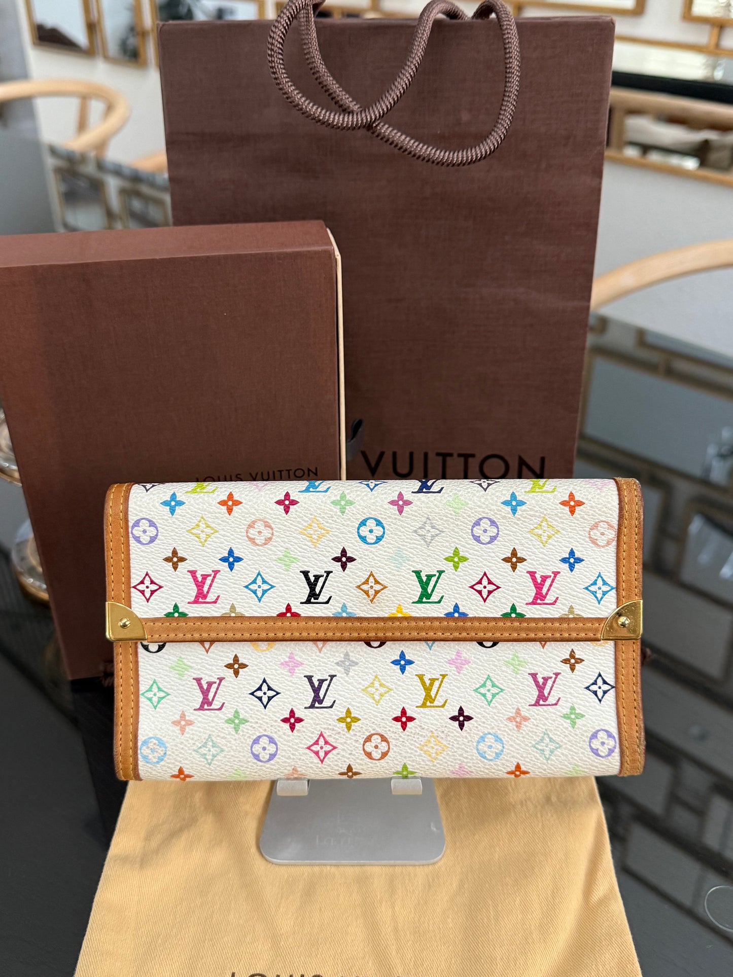 Multicolor International Wallet in White with Box , Dustbag and Paper bag Year: 2006