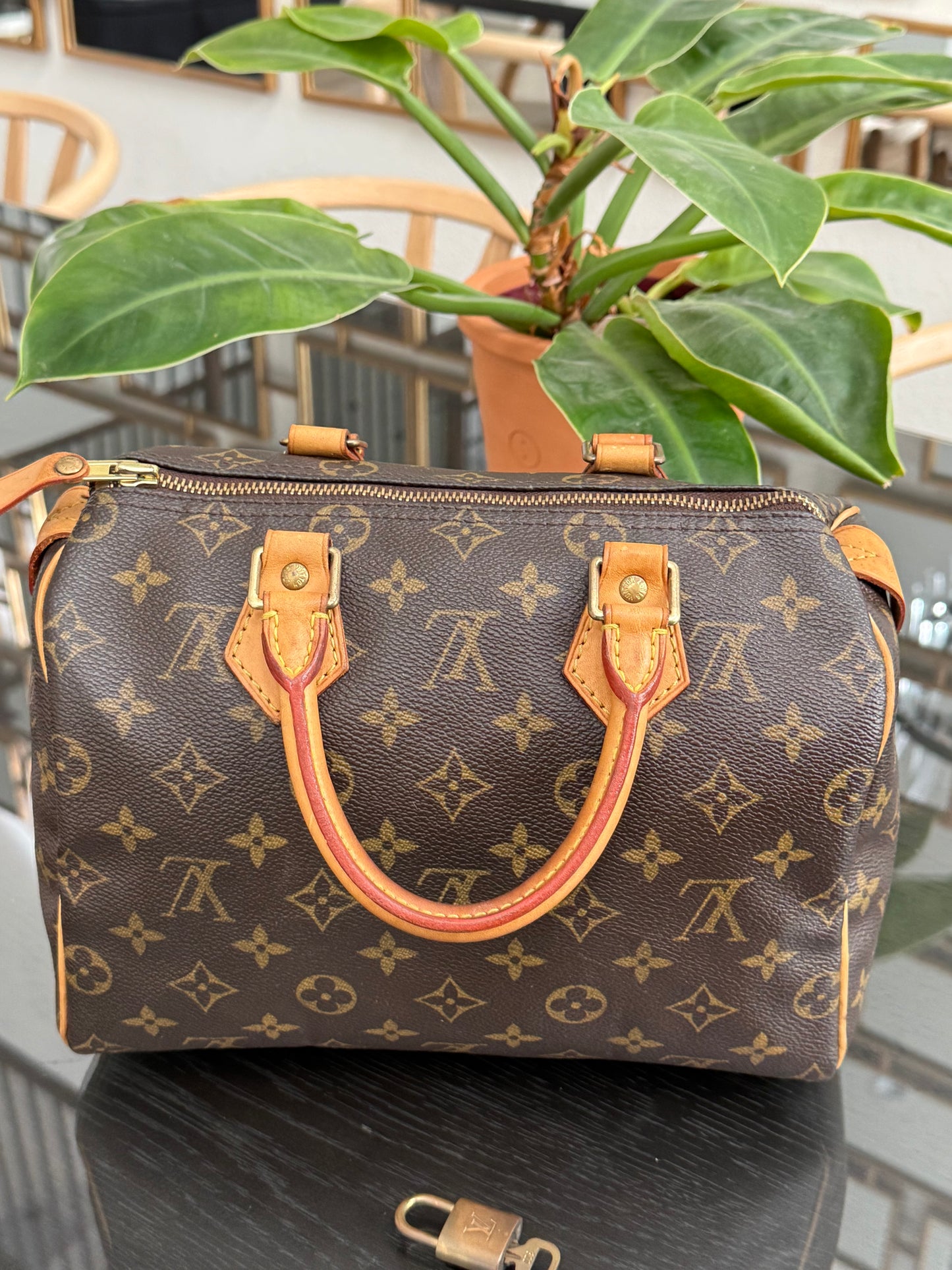 Speedy 25 in Monogram with Lock 🔐 and Key -🗓️ Year: 2005